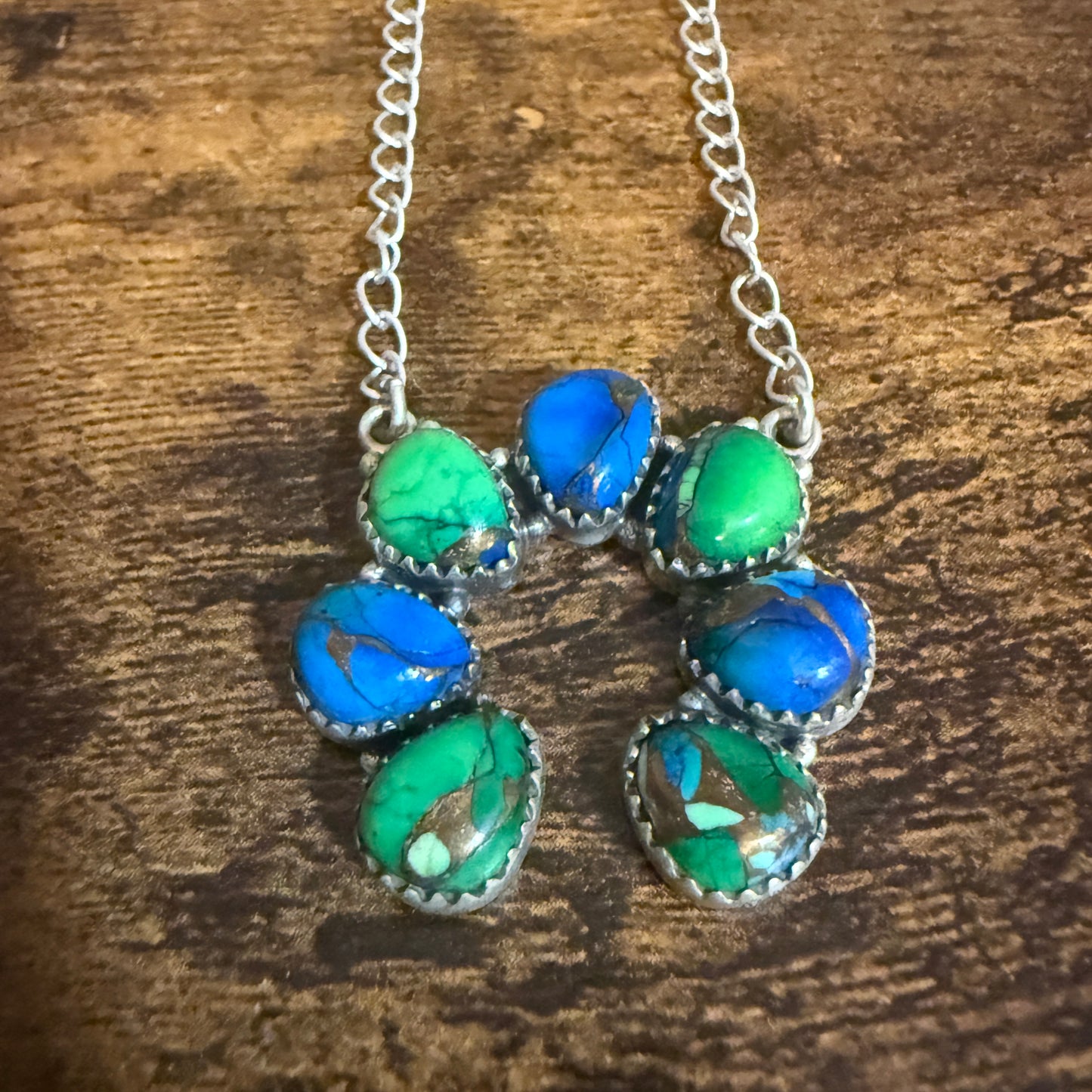 Peacock Turquoise Naja Pendant Necklace Squash Cluster 925 Sterling Silver