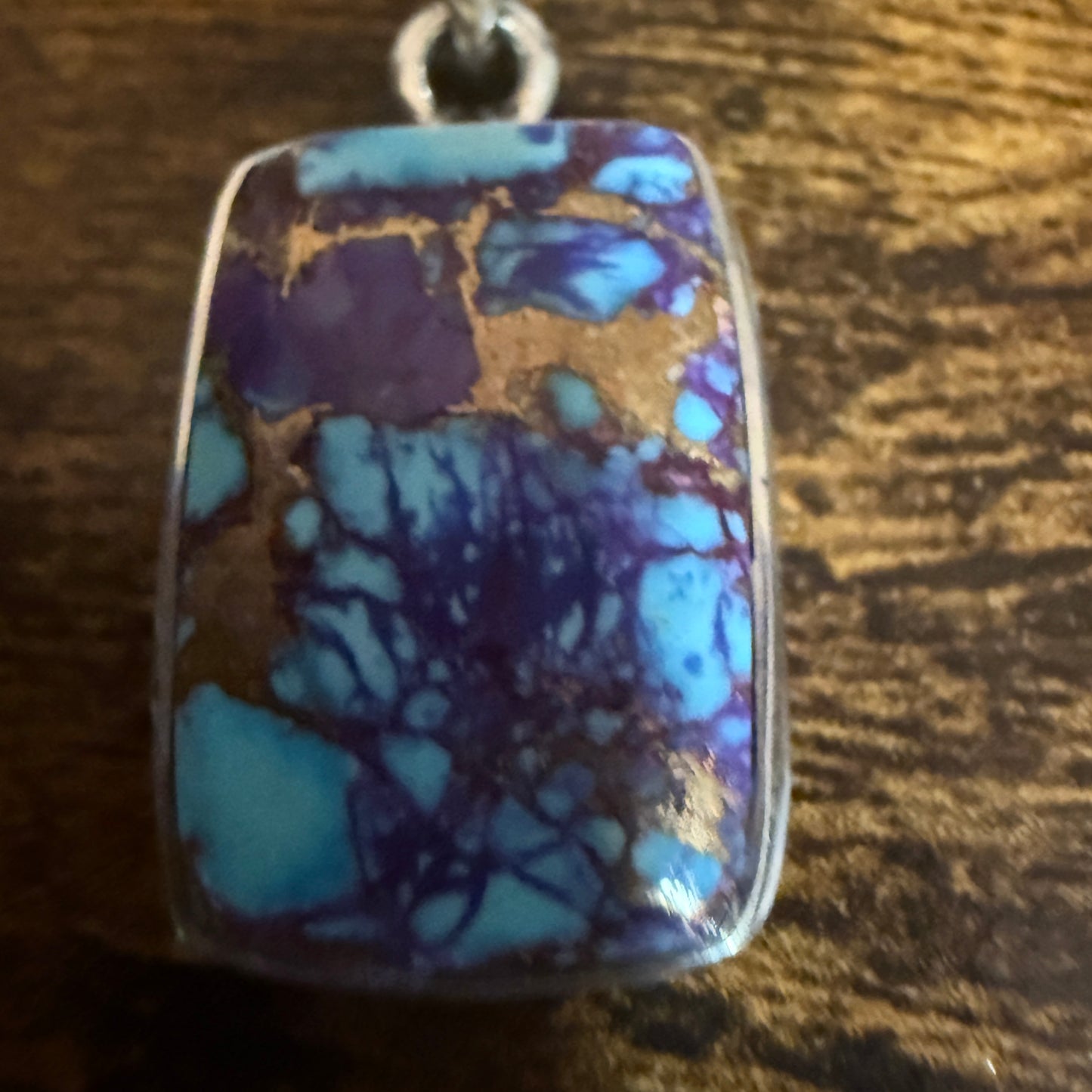 Kingman Purple Dahlia Turquoise Pendant Necklace 925 Sterling Silver 18In Chain