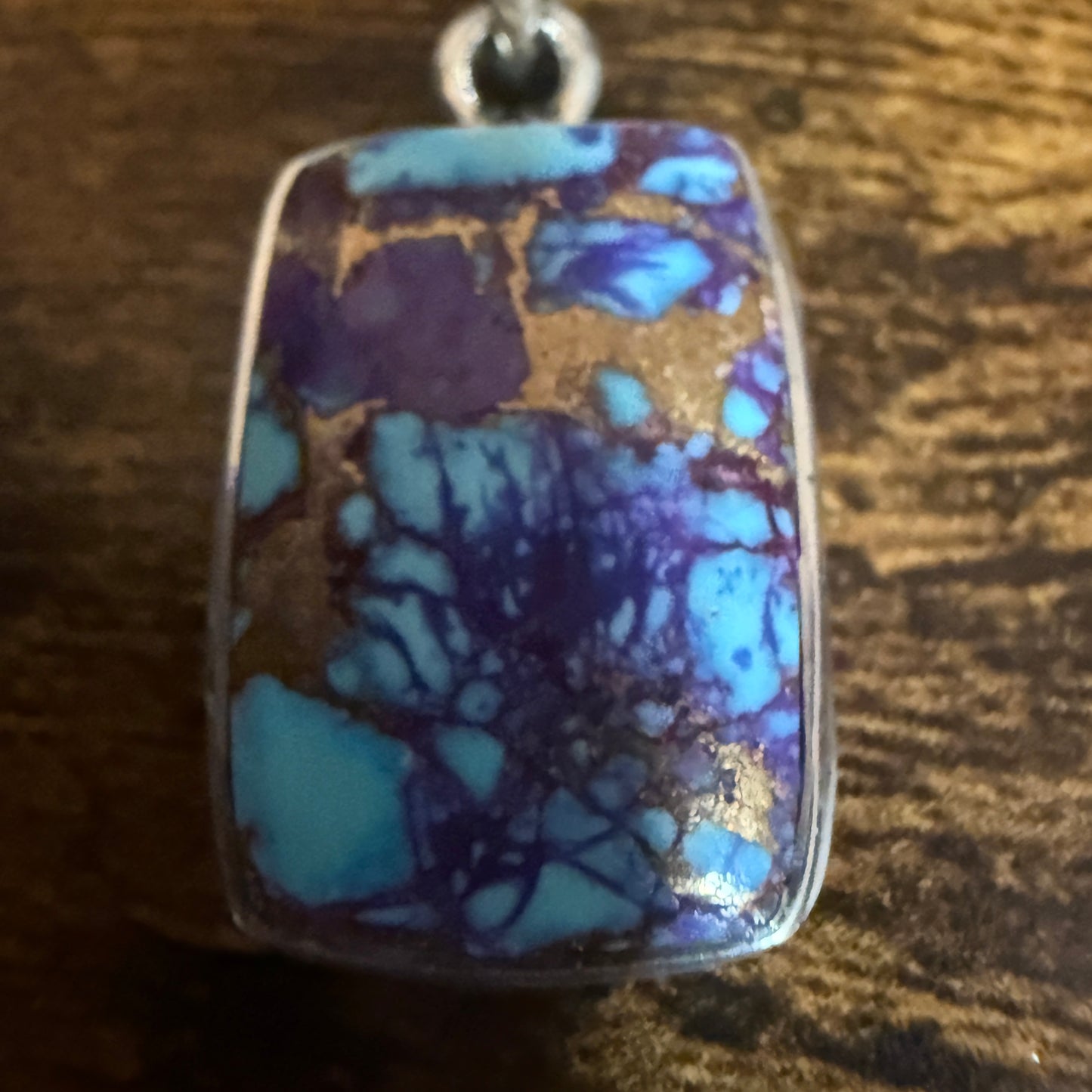 Kingman Purple Dahlia Turquoise Pendant Necklace 925 Sterling Silver 18In Chain