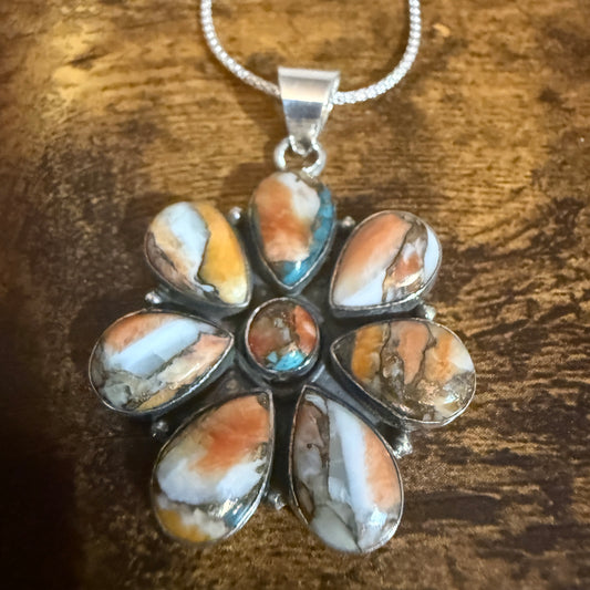 Copper Turquoise Gemstone Pendant Necklace 925 Sterling Silver 18 Inch Chain