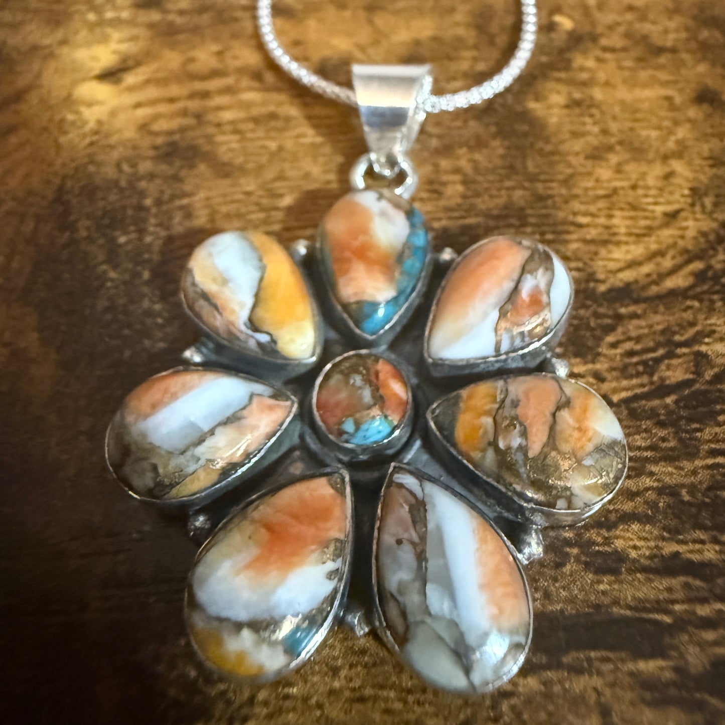 Copper Turquoise Gemstone Pendant Necklace 925 Sterling Silver 18 Inch Chain