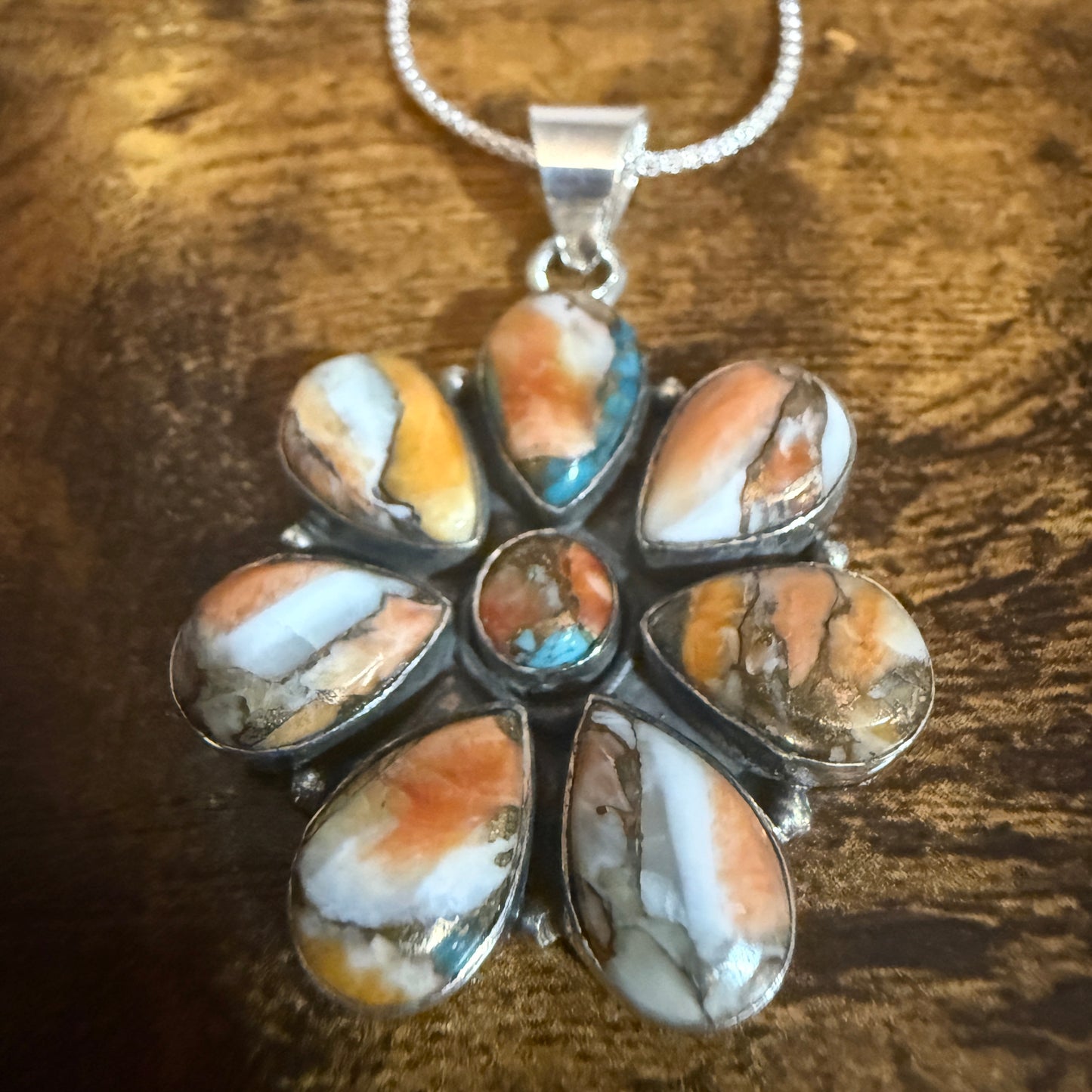 Copper Turquoise Gemstone Pendant Necklace 925 Sterling Silver 18 Inch Chain