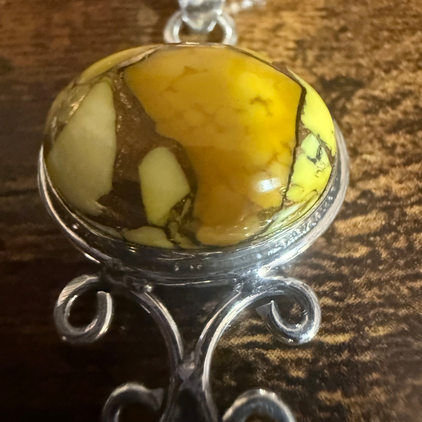 Honey Rose Dahlia Gemstone Pendant Necklace 925 Sterling Silver 20 Inch