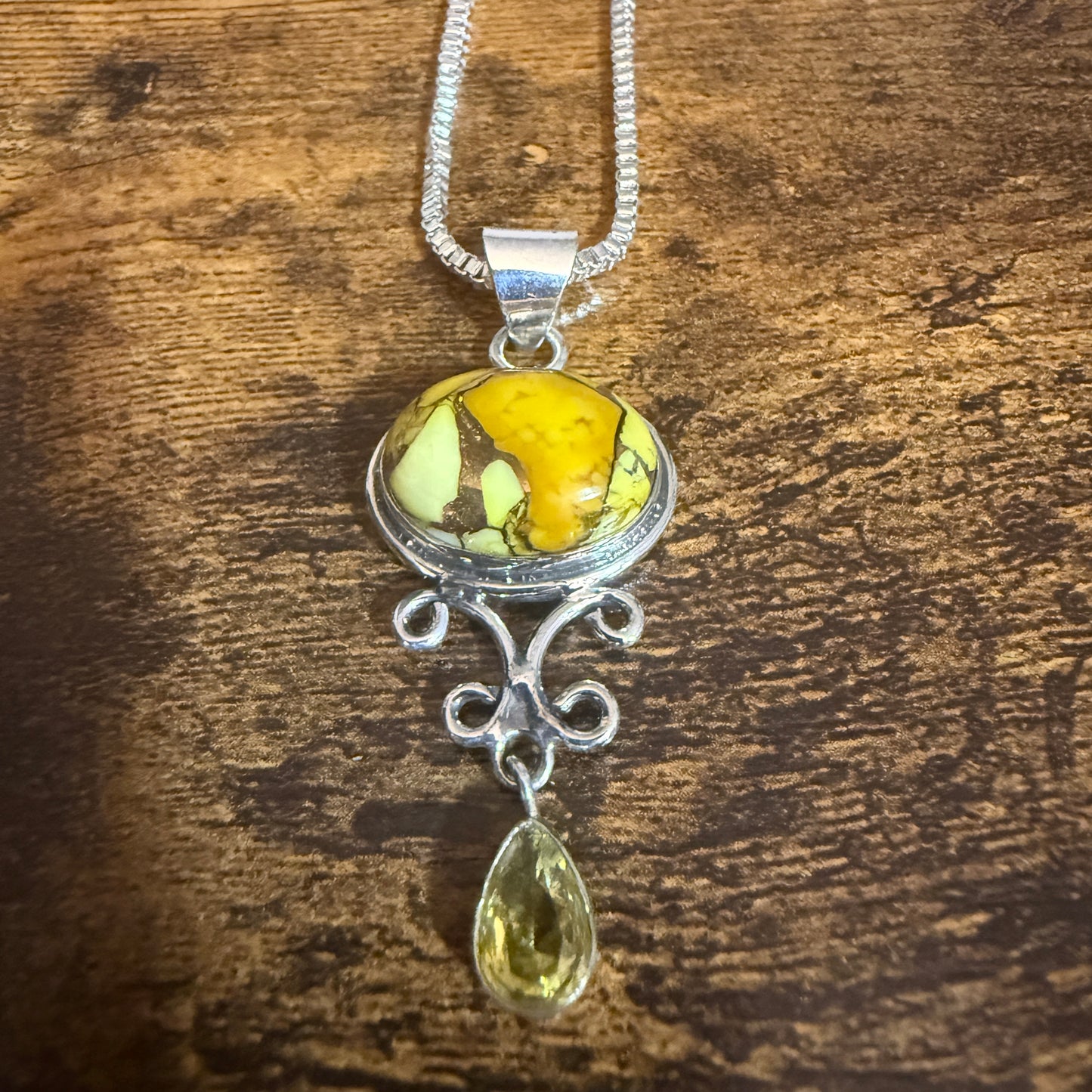 Honey Rose Dahlia Gemstone Pendant Necklace 925 Sterling Silver 20 Inch