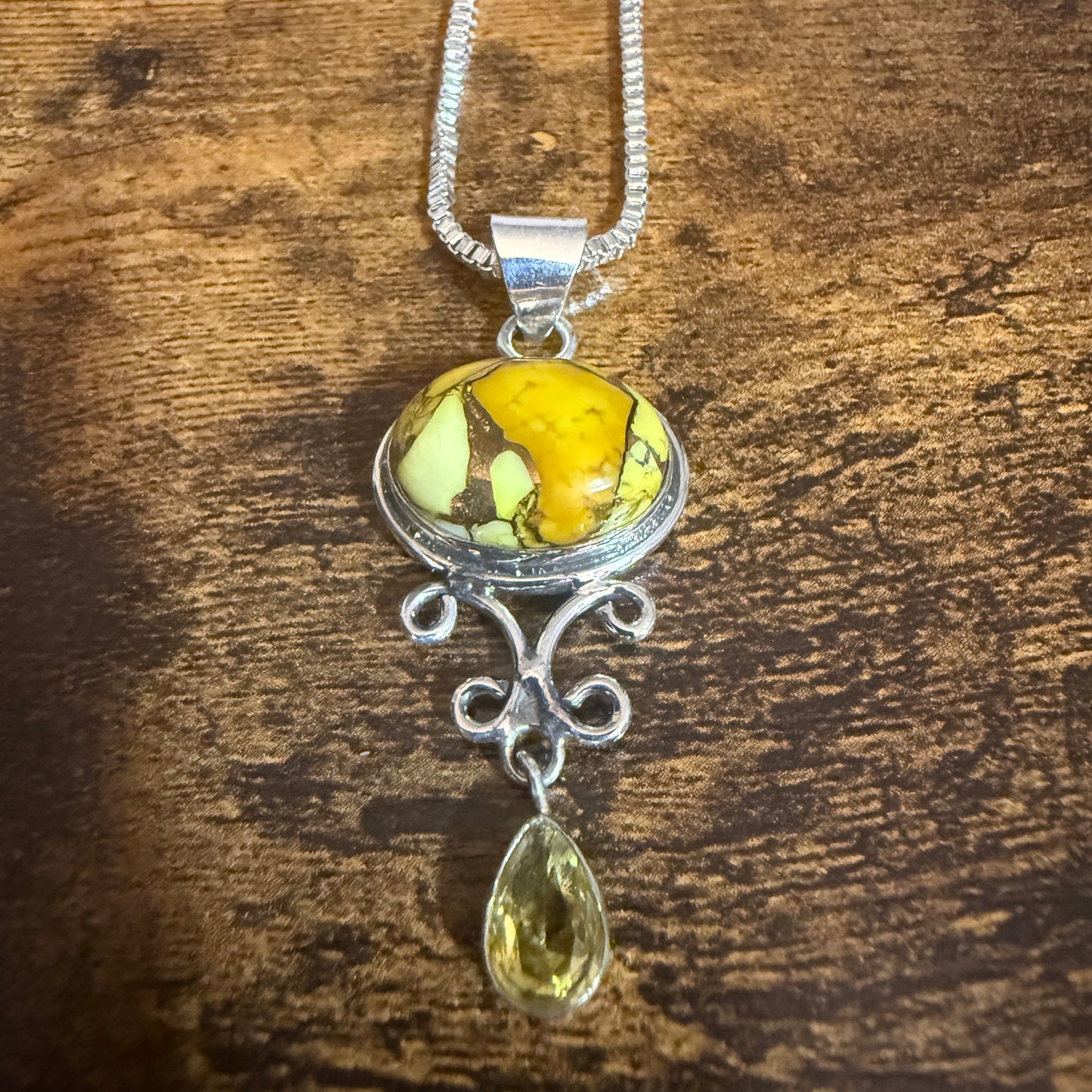 Honey Rose Dahlia Gemstone Pendant Necklace 925 Sterling Silver 20 Inch