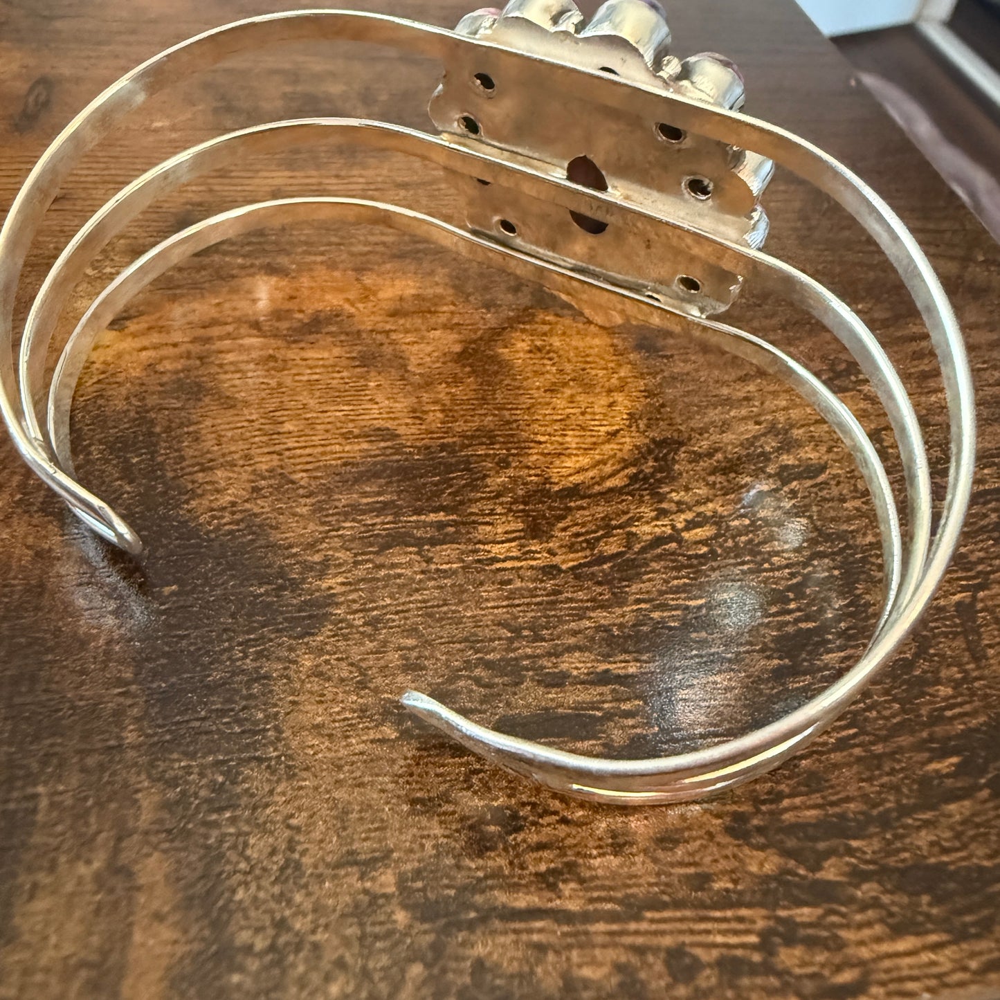 Kingman Pink Dahlia Turquoise Handmade Sterling Silver Adjustable Cuff