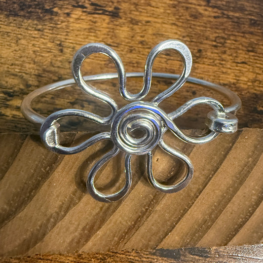 Silver Plated Daisy Brass Bangle Bracelet Handmade By Artisans