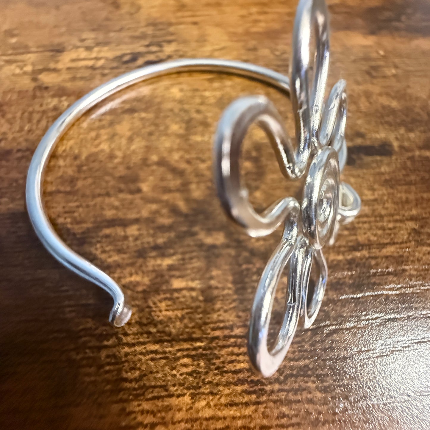 Silver Plated Daisy Brass Bangle Bracelet Handmade By Artisans