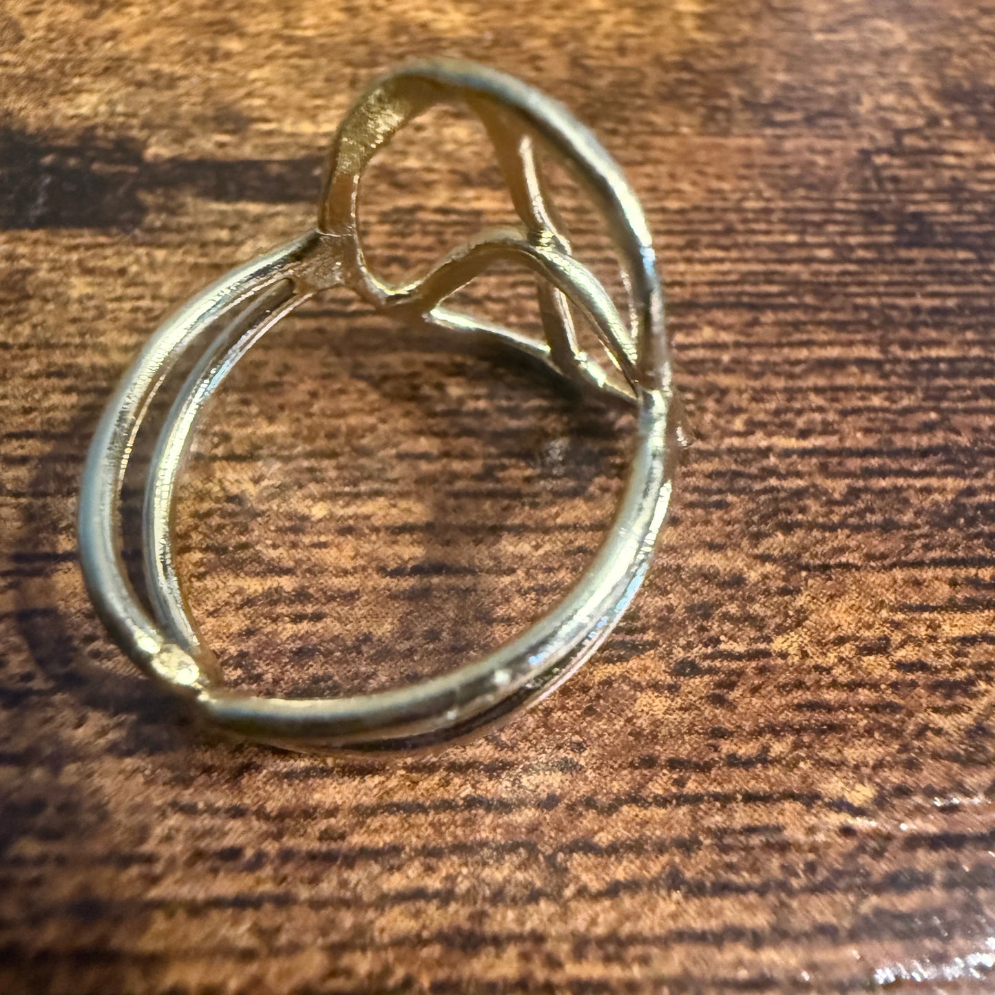 Gold Plated Adjustable Peace Sign Ring Handmade Brass Jewelry