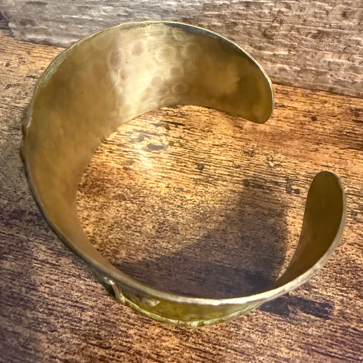 Brass Patina Cuff Bracelet Green Crosses Handcrafted Statement Jewelry