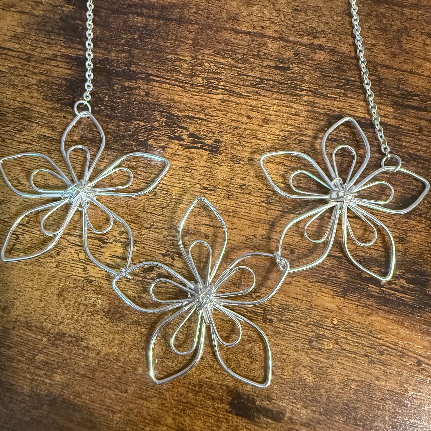 Handcrafted Floral Blooming Petals Silver Necklace With Anti Tarnish Coating