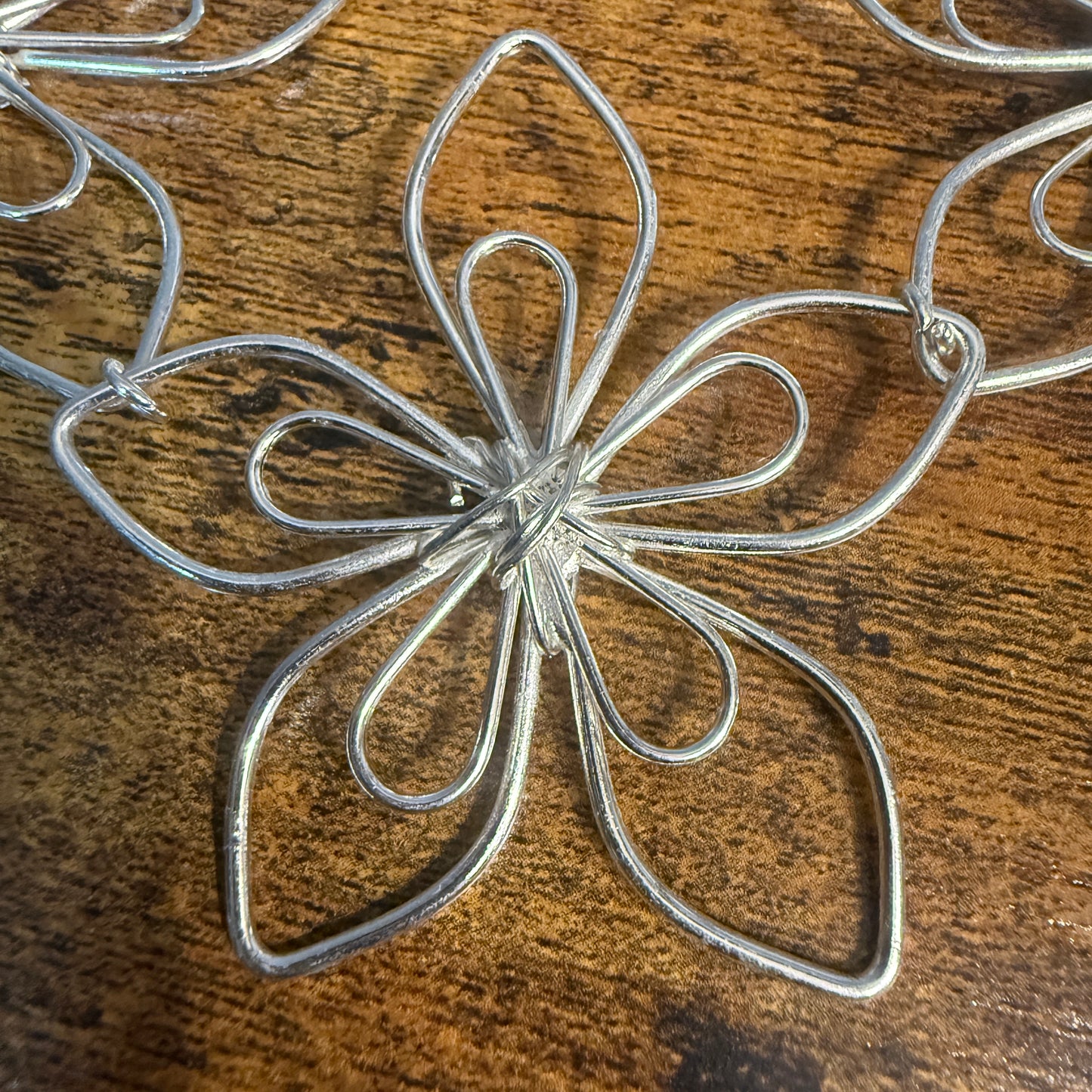 Handcrafted Floral Blooming Petals Silver Necklace With Anti Tarnish Coating