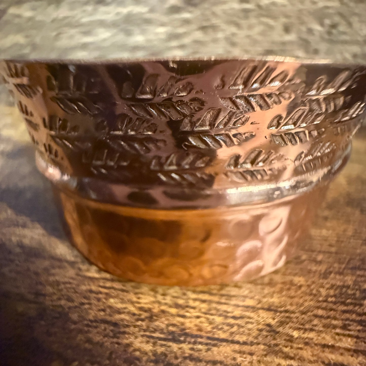 Copper Cuff Bracelet Dual Texture Hammered Crosshatched