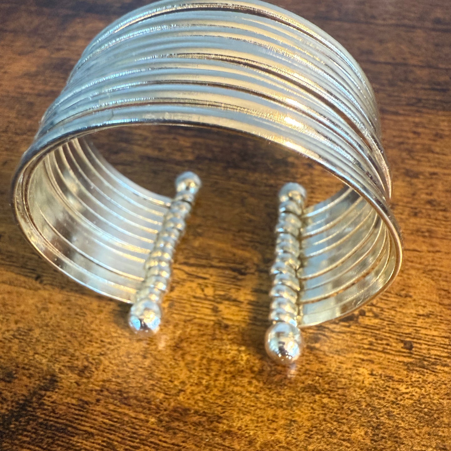 Handmade Silver Plated Brass Adjustable Cuff Bracelet Smooth Bands