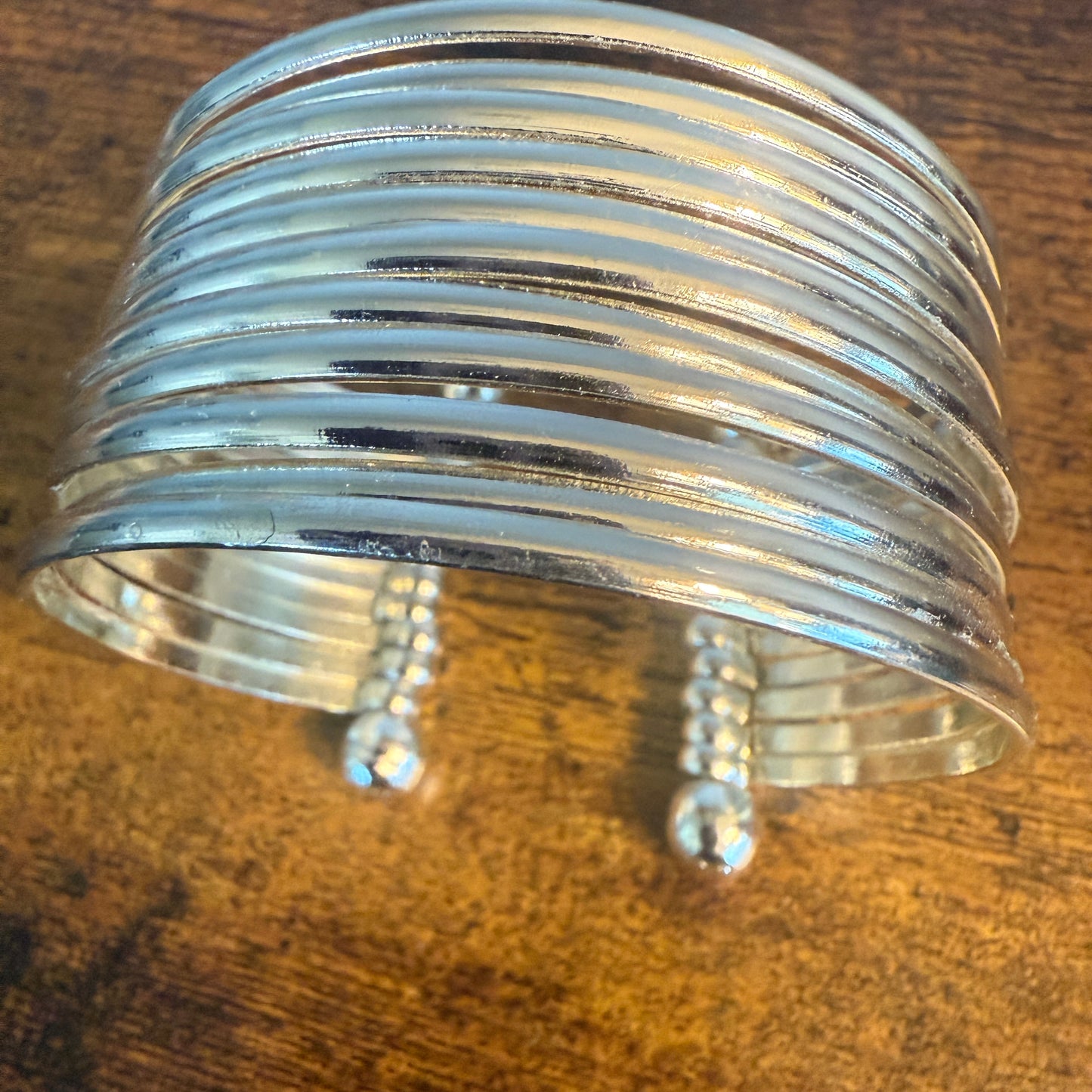 Handmade Silver Plated Brass Adjustable Cuff Bracelet Smooth Bands