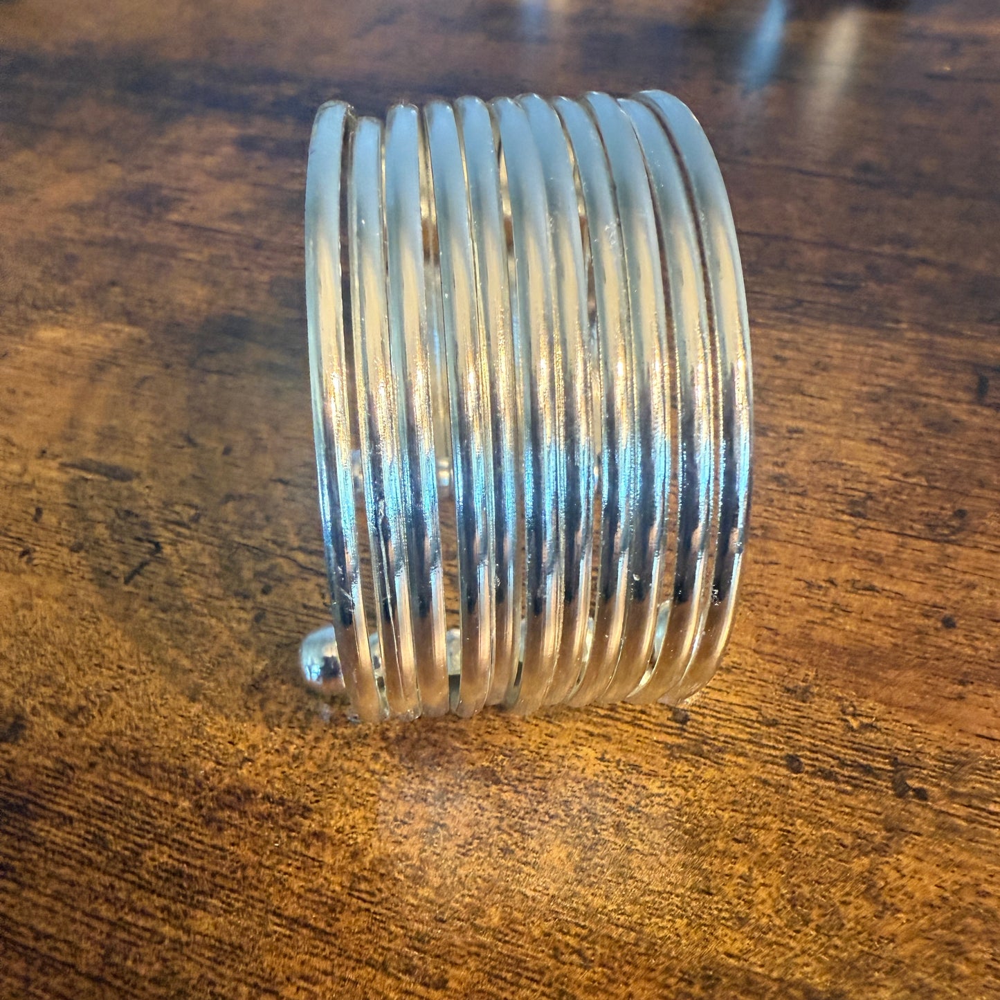 Handmade Silver Plated Brass Adjustable Cuff Bracelet Smooth Bands