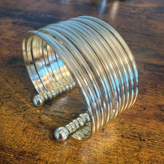 Handmade Silver Plated Brass Adjustable Cuff Bracelet Smooth Bands