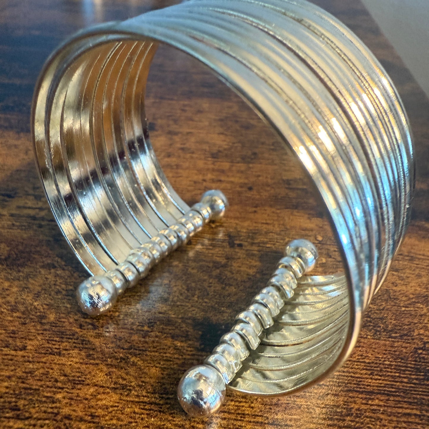 Handmade Silver Plated Brass Adjustable Cuff Bracelet Smooth Bands