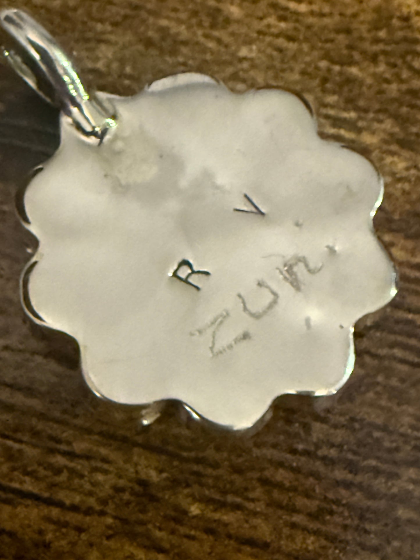 RV Zuni Native American Coral Inlay Sunface Pendant Sterling Silver