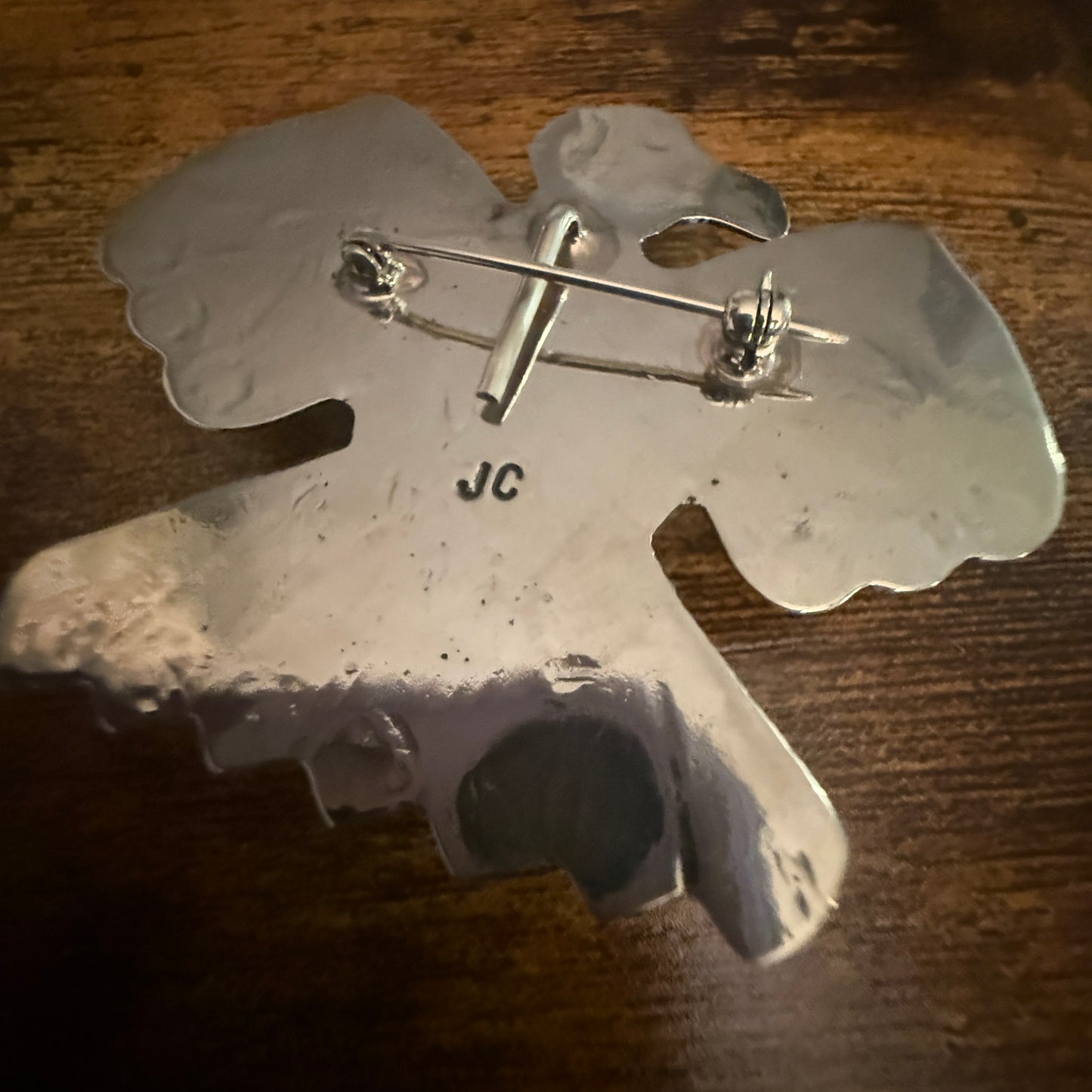 Navajo Turquoise Thunderbird Pendant Pin Nickel Silver Signed By Cleveland