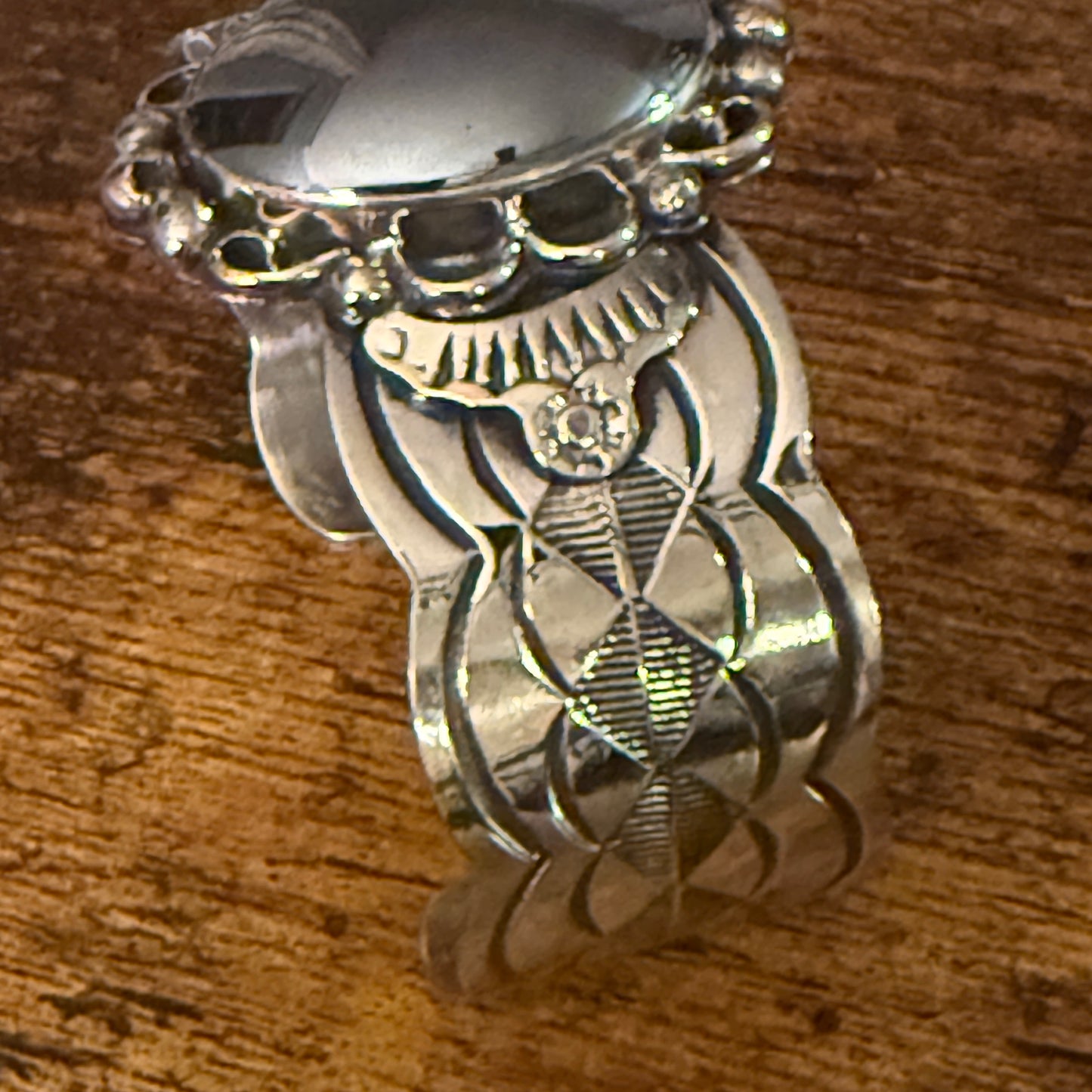 Navajo Hematite Wide Cuff Bracelet Signed Cleveland Nickel Silver