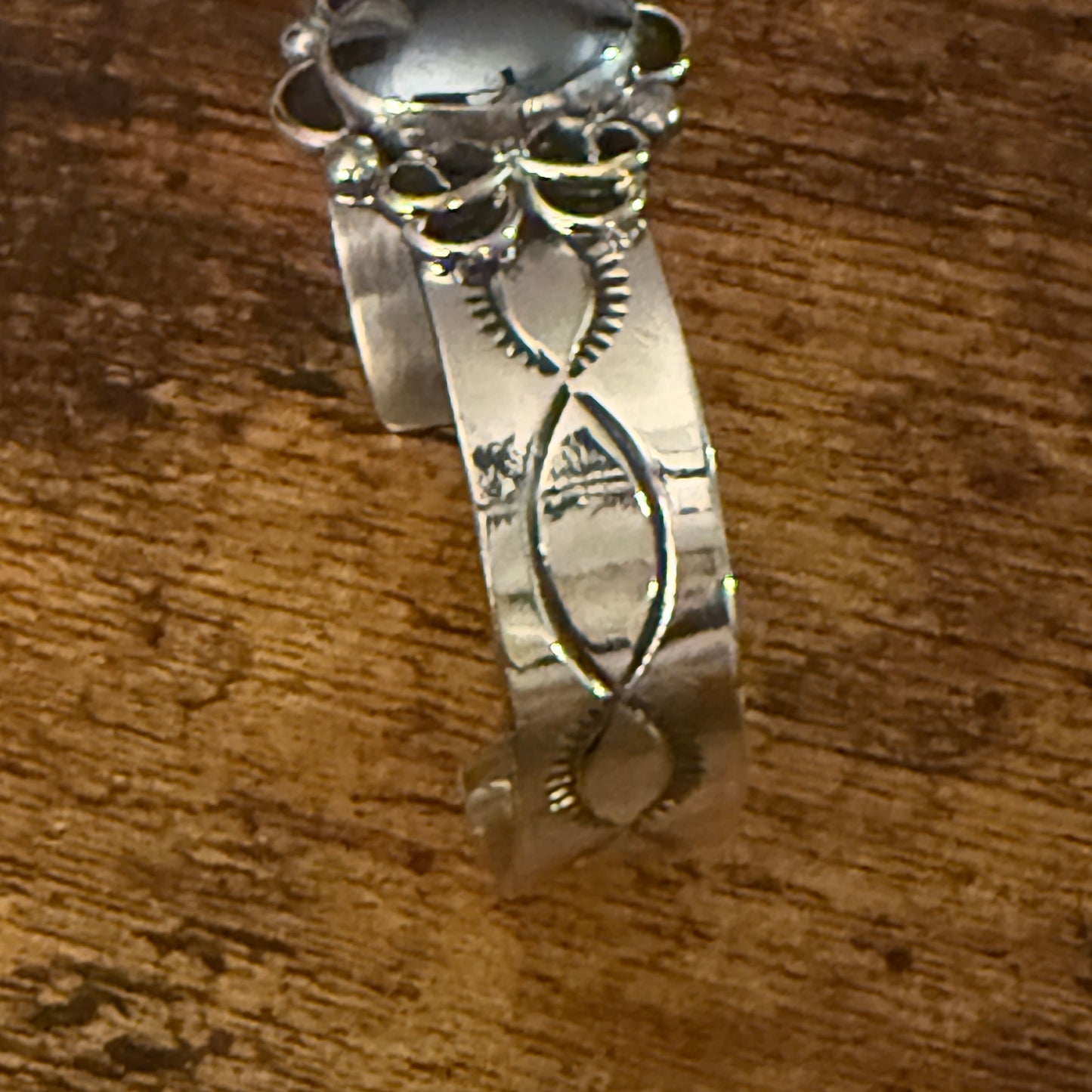 Navajo Indian Black Onyx Cuff Bracelet Signed by Cleveland Nickel Silver