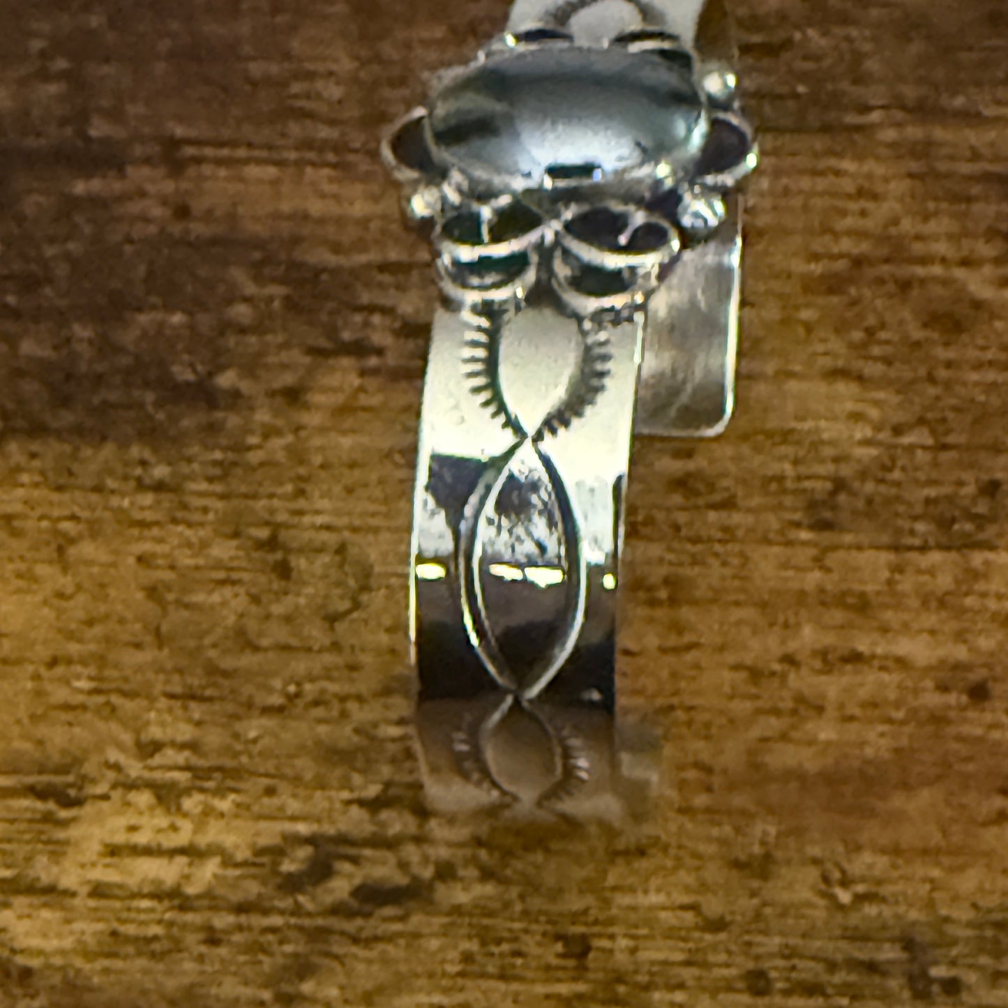 Navajo Indian Black Onyx Cuff Bracelet Signed by Cleveland Nickel Silver