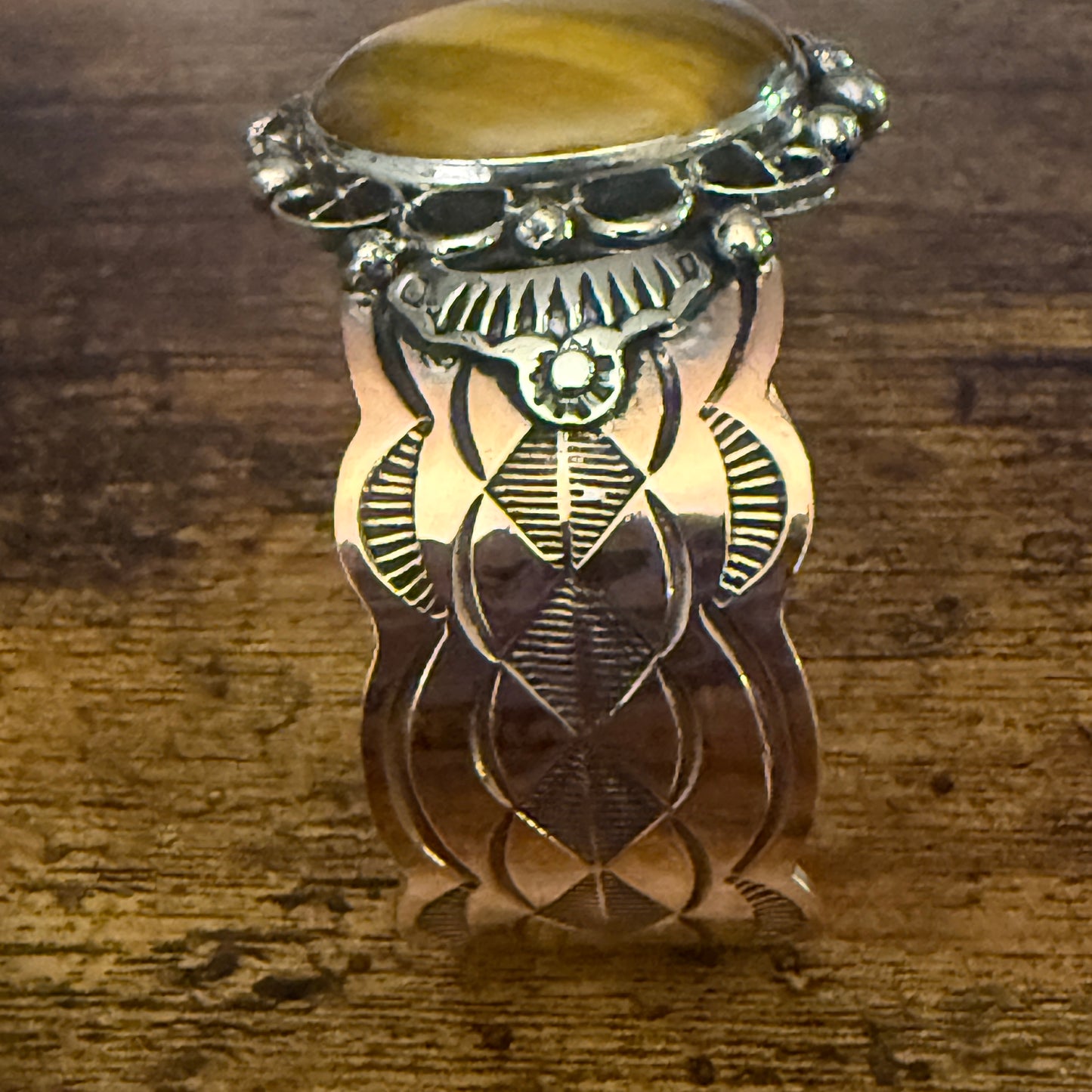 Navajo Copper Tiger Eye Wide Cuff Bracelet Signed by Cleveland