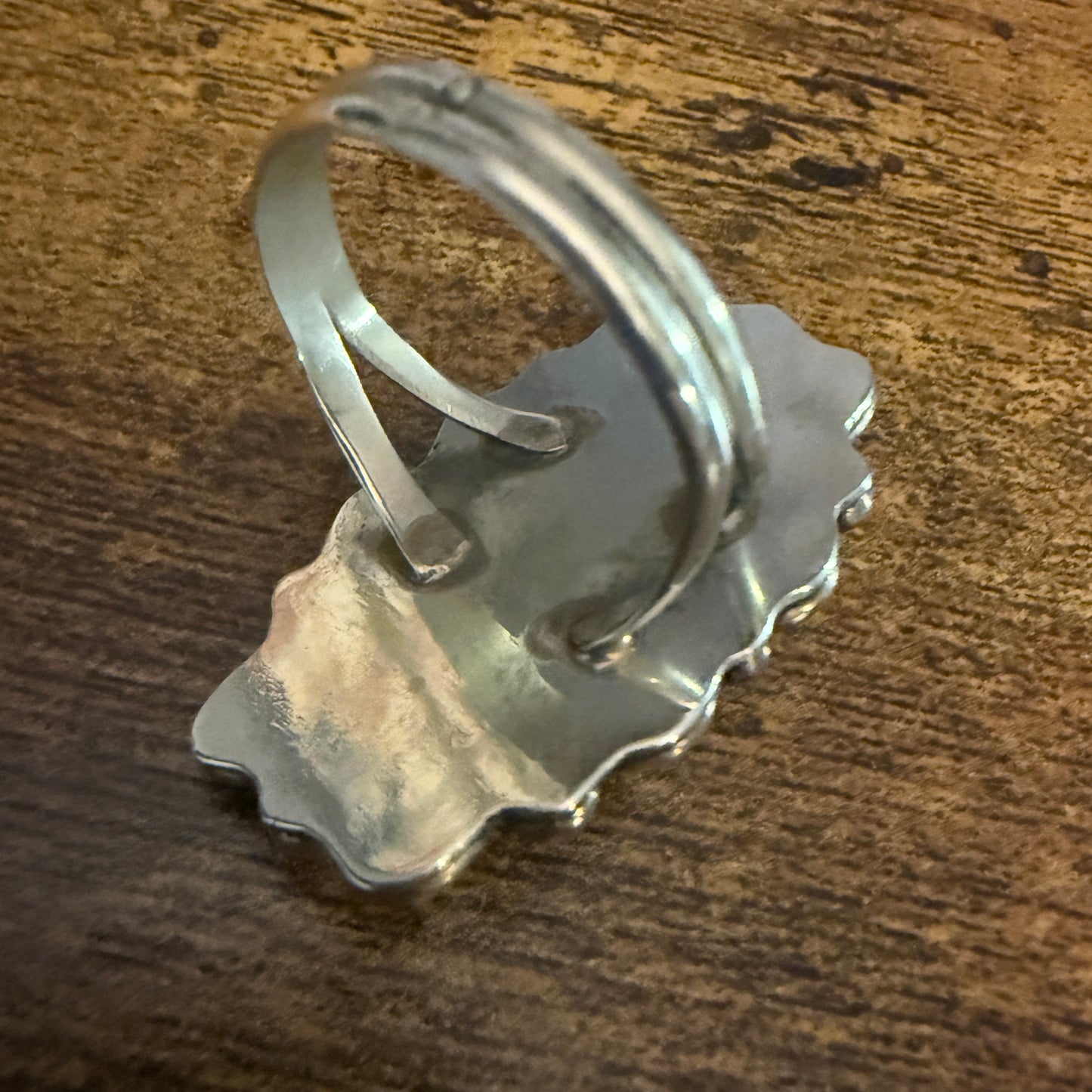 Navajo Kingman Turquoise Ring Size 9 Signed By Cleveland Nickel Silver