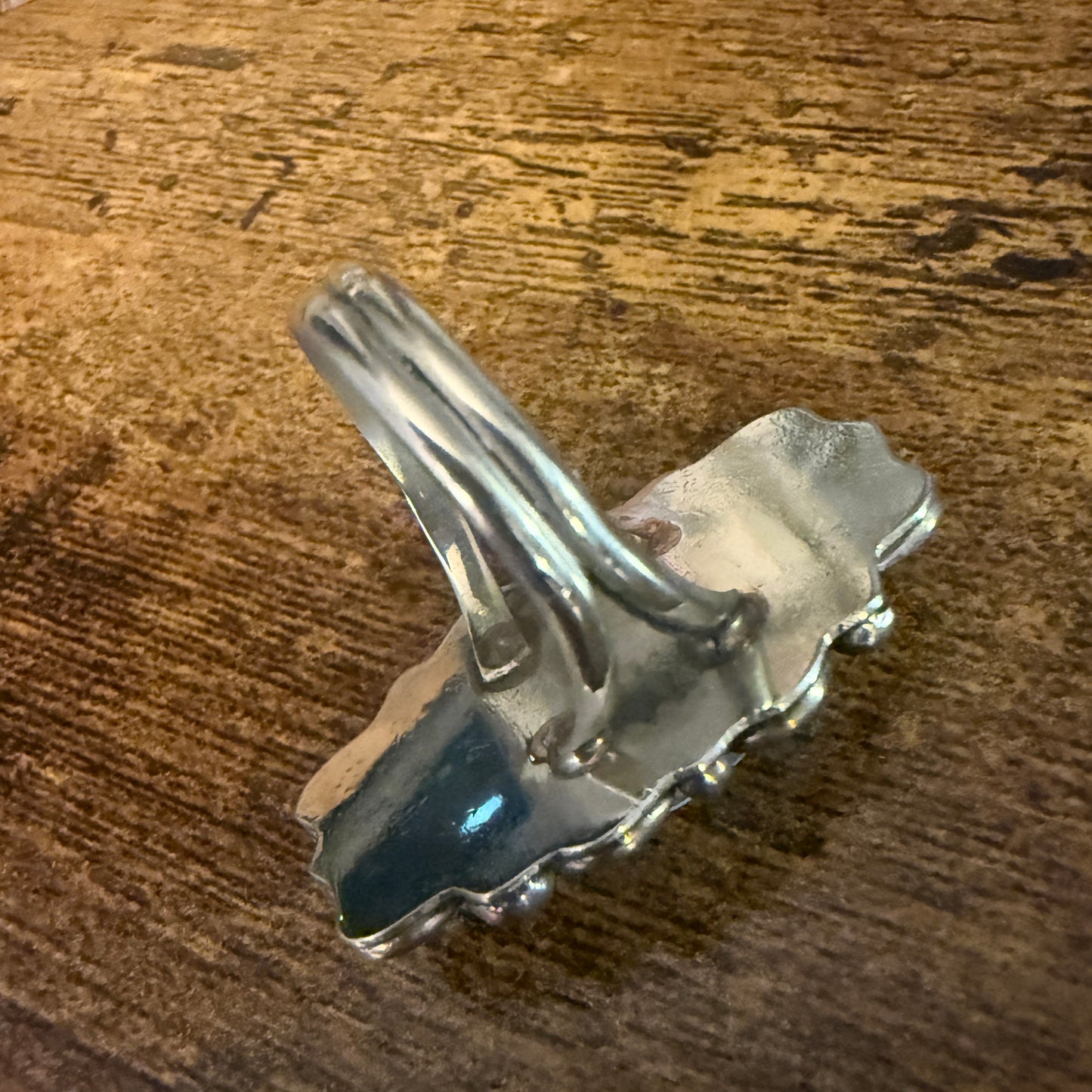 Navajo Kingman Turquoise Ring Size 9 Signed By Cleveland Nickel Silver