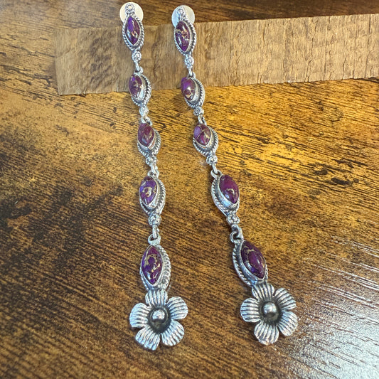 Mohave Purple Copper Turquoise Gemstone Sterling Silver Handmade Stud Earrings