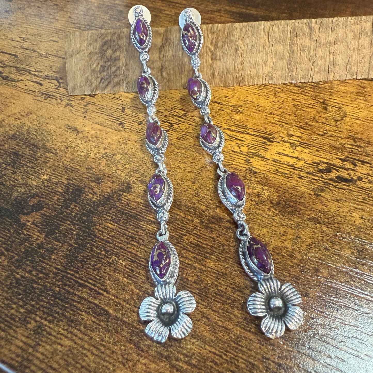 Mohave Purple Copper Turquoise Gemstone Sterling Silver Handmade Stud Earrings