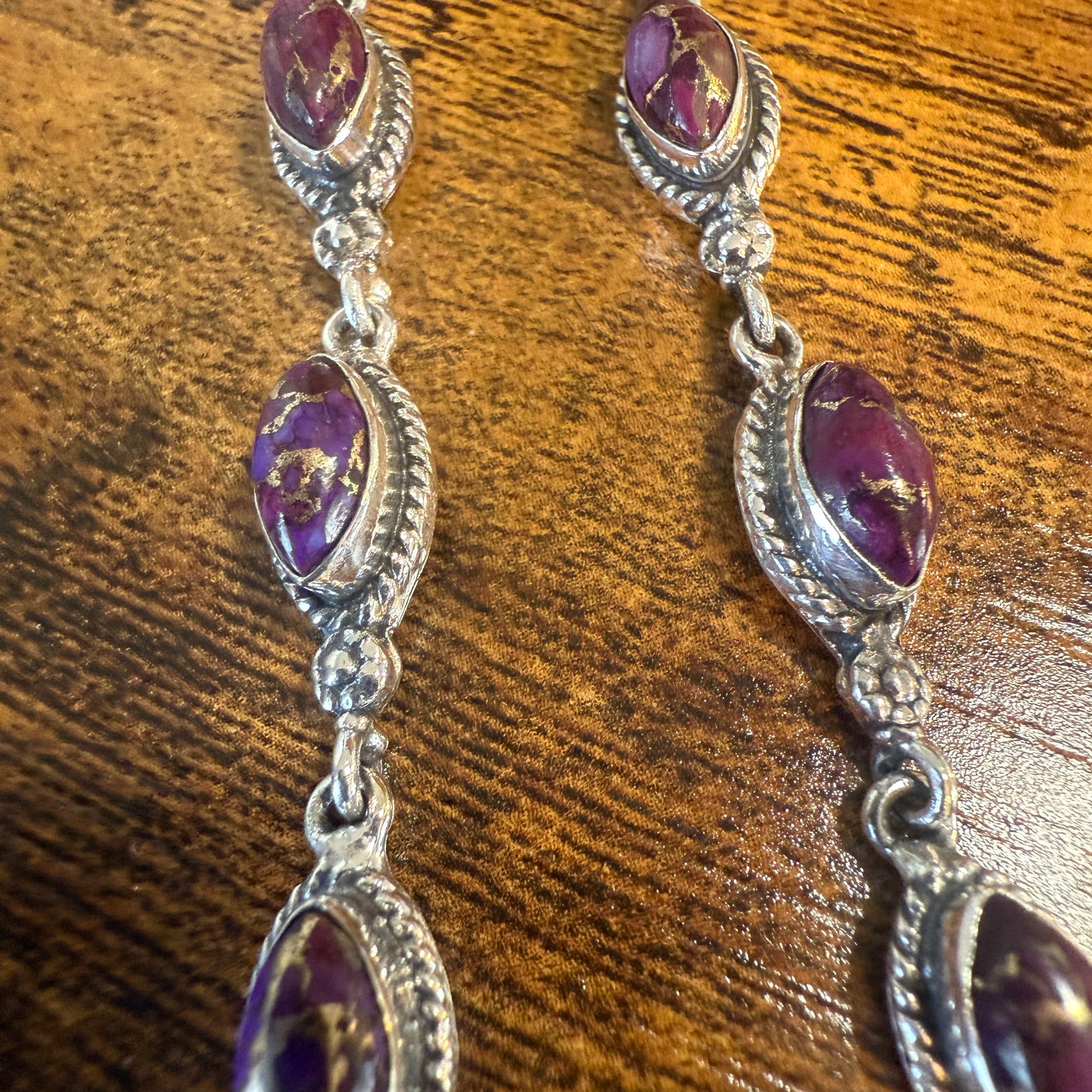 Mohave Purple Copper Turquoise Gemstone Sterling Silver Handmade Stud Earrings