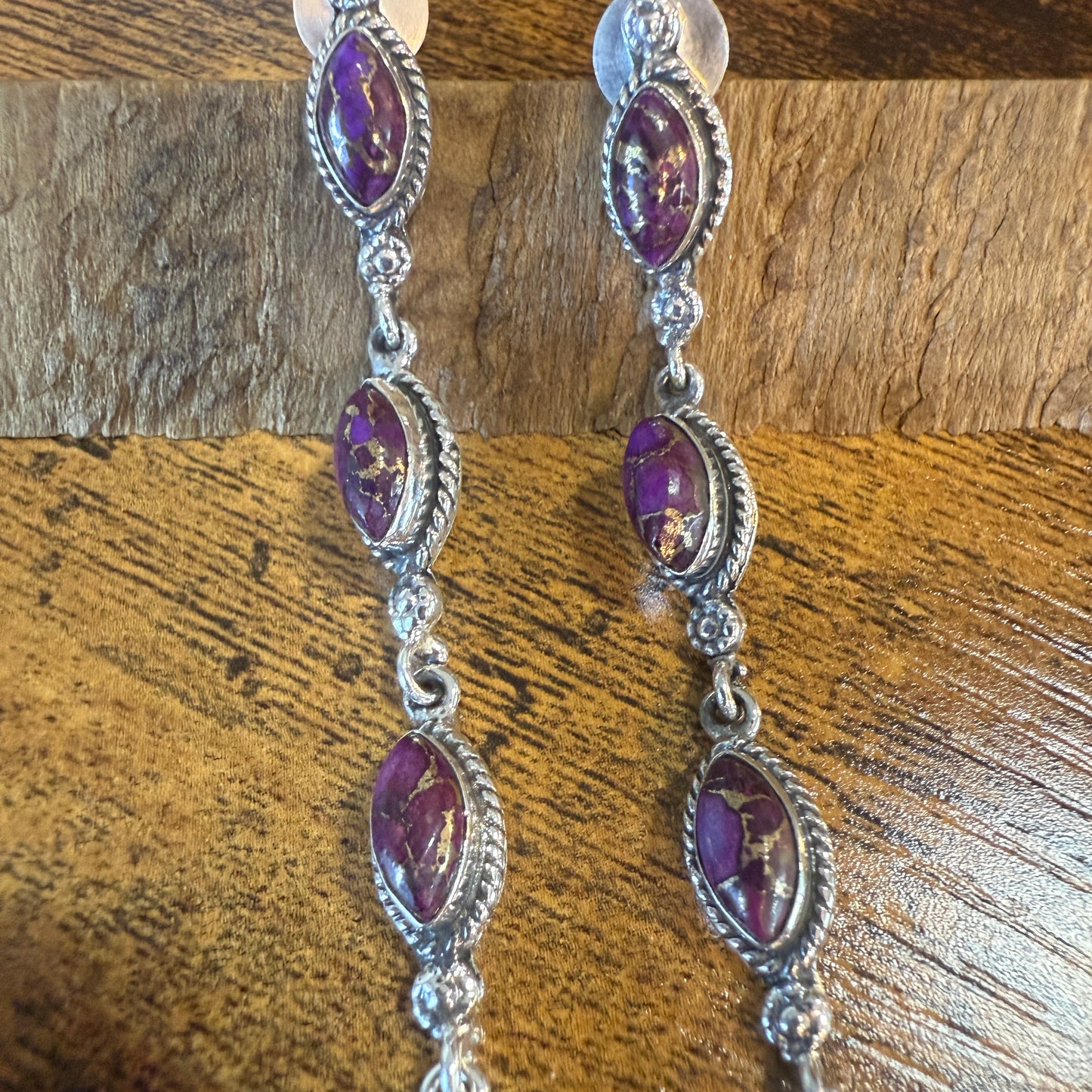 Mohave Purple Copper Turquoise Gemstone Sterling Silver Handmade Stud Earrings