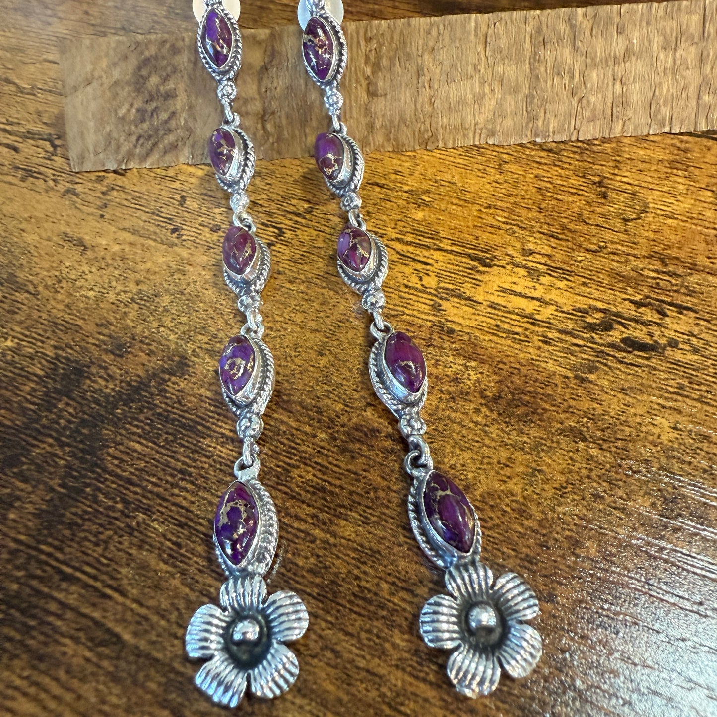 Mohave Purple Copper Turquoise Gemstone Sterling Silver Handmade Stud Earrings