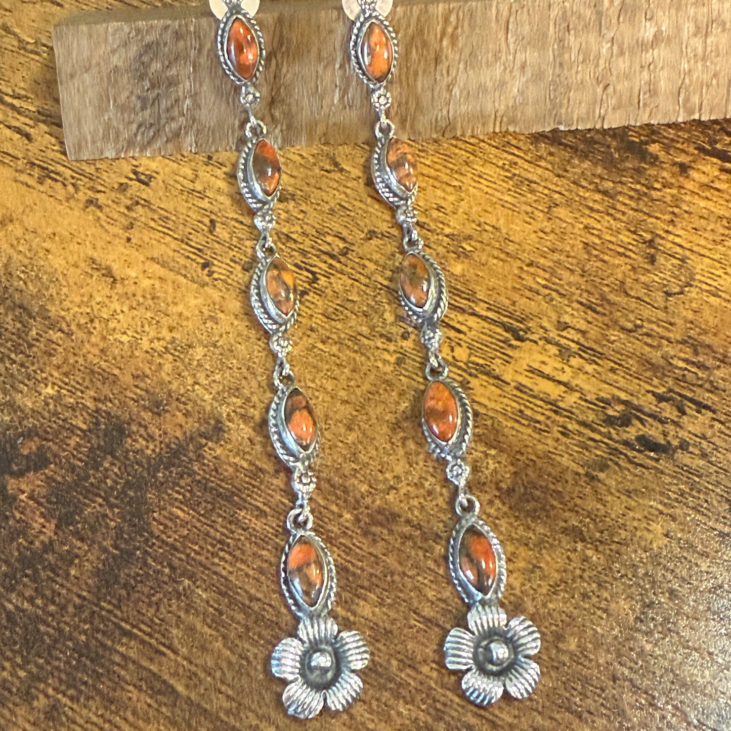 Copper Sponge Coral Turquoise Gemstone Sterling Silver Handmade Stud Earring