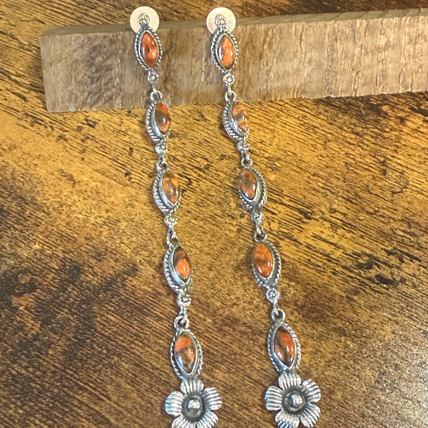 Copper Sponge Coral Turquoise Gemstone Sterling Silver Handmade Stud Earring