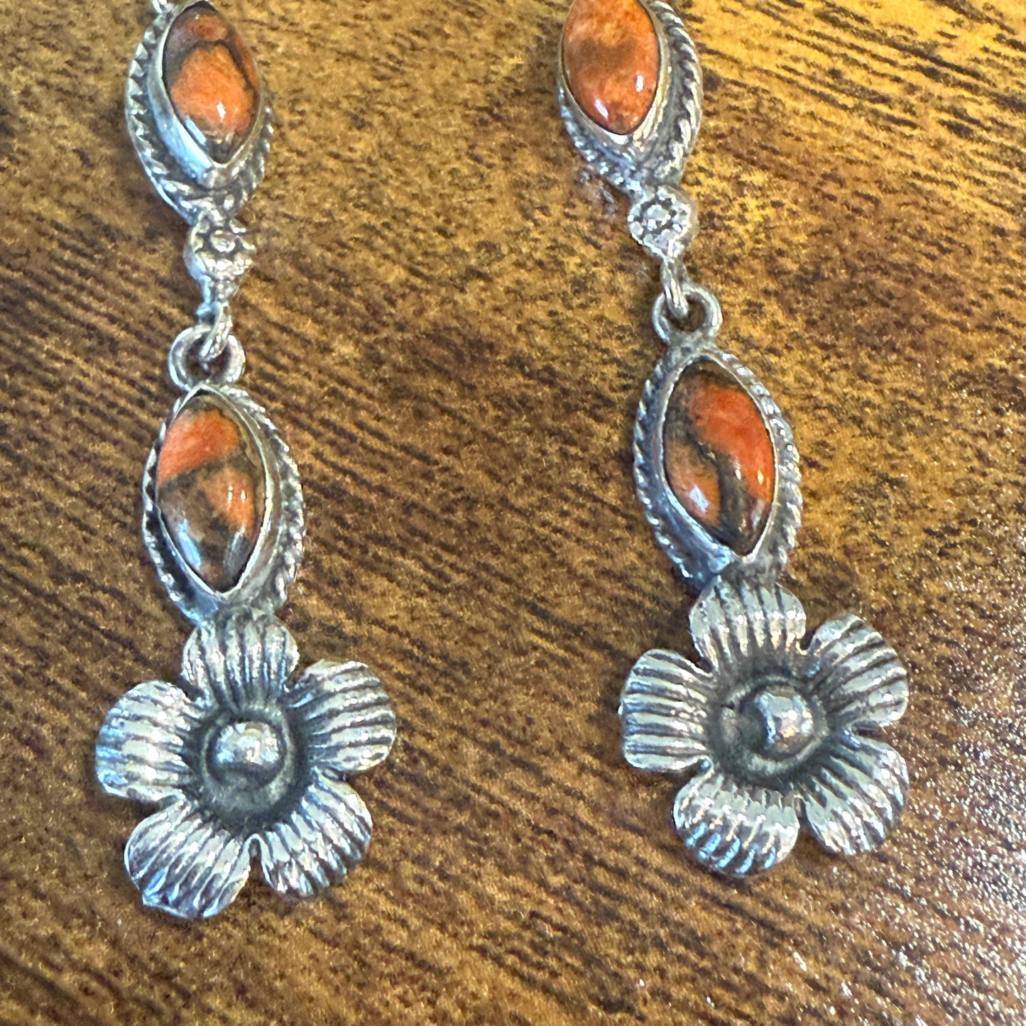 Copper Sponge Coral Turquoise Gemstone Sterling Silver Handmade Stud Earring