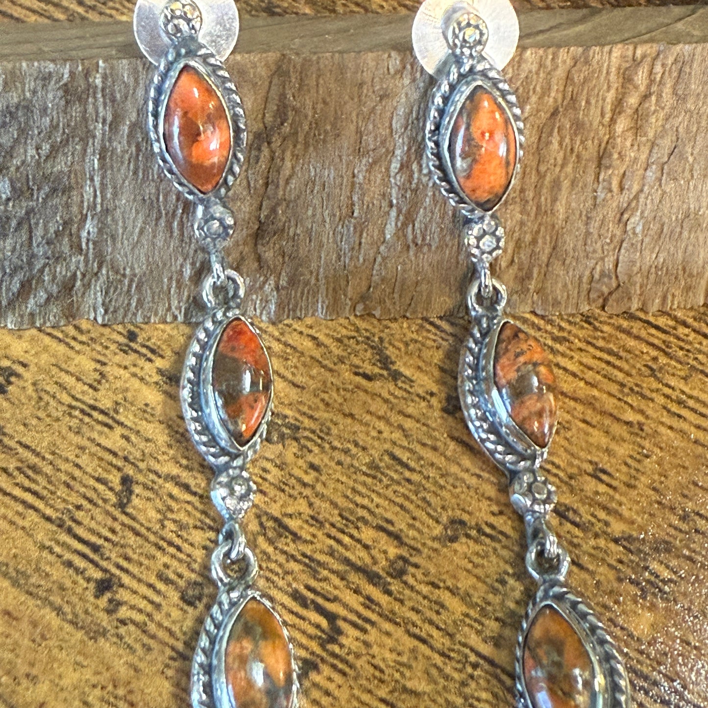 Copper Sponge Coral Turquoise Gemstone Sterling Silver Handmade Stud Earring