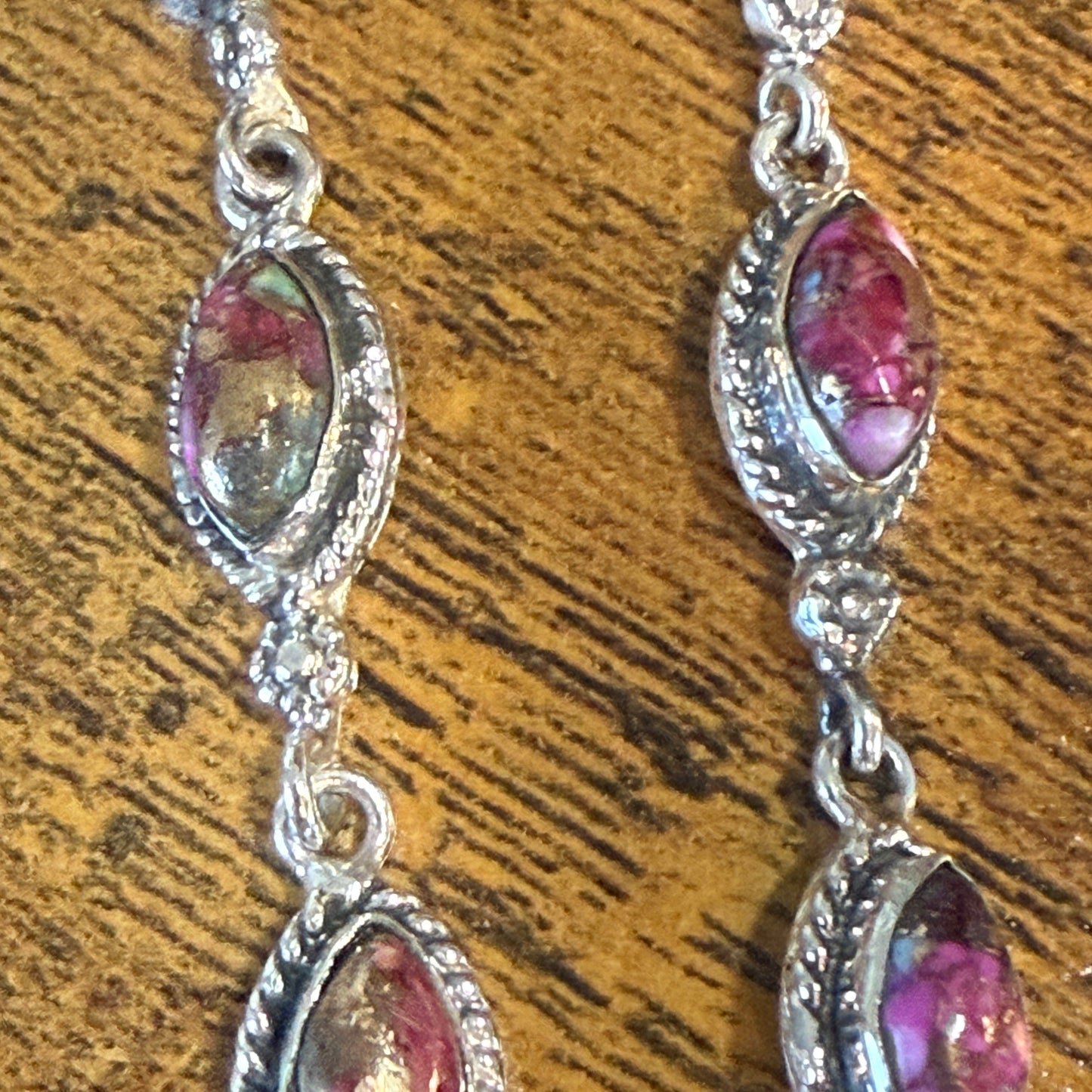 Kingman Pink Dahlia Turquoise Gemstone Sterling Silver Stud Earrings