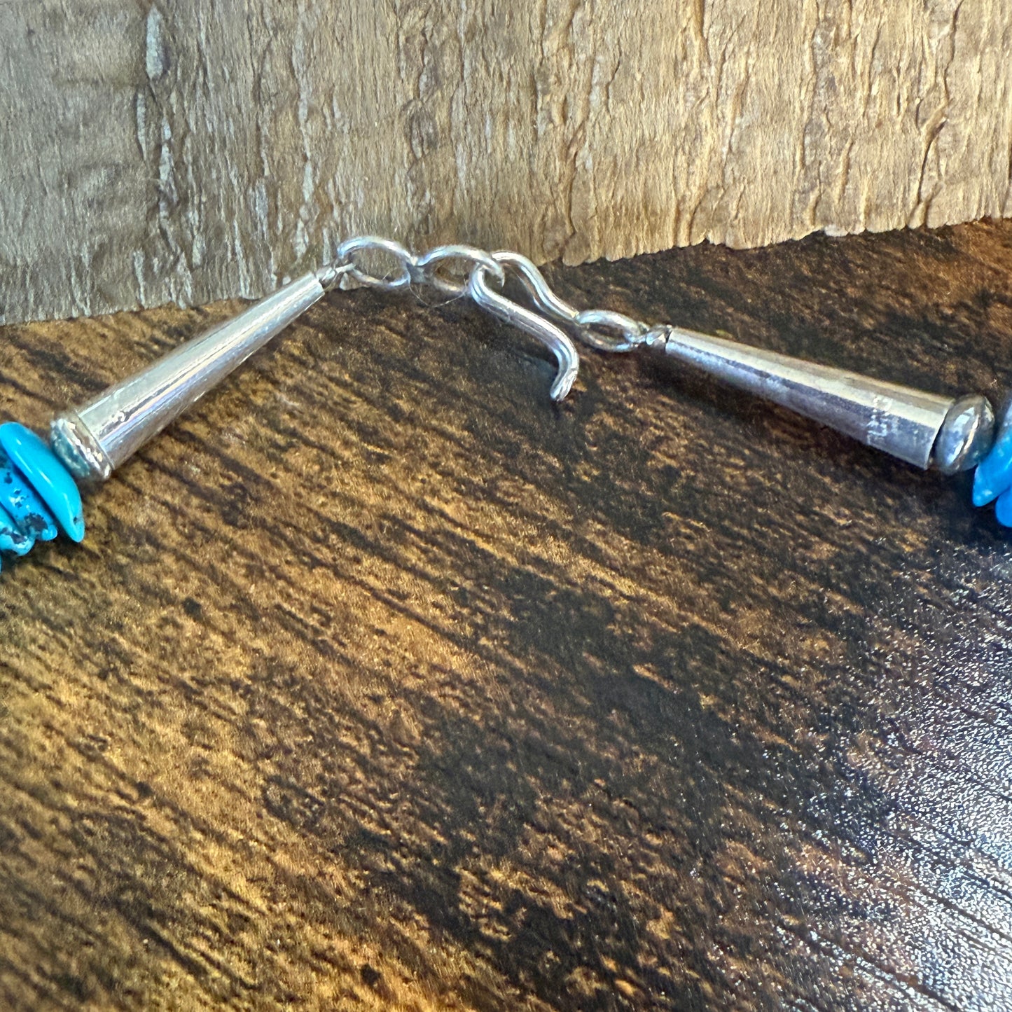 Navajo Turquoise And Lapis Nugget Necklace 20 Inch Sterling Silver I John