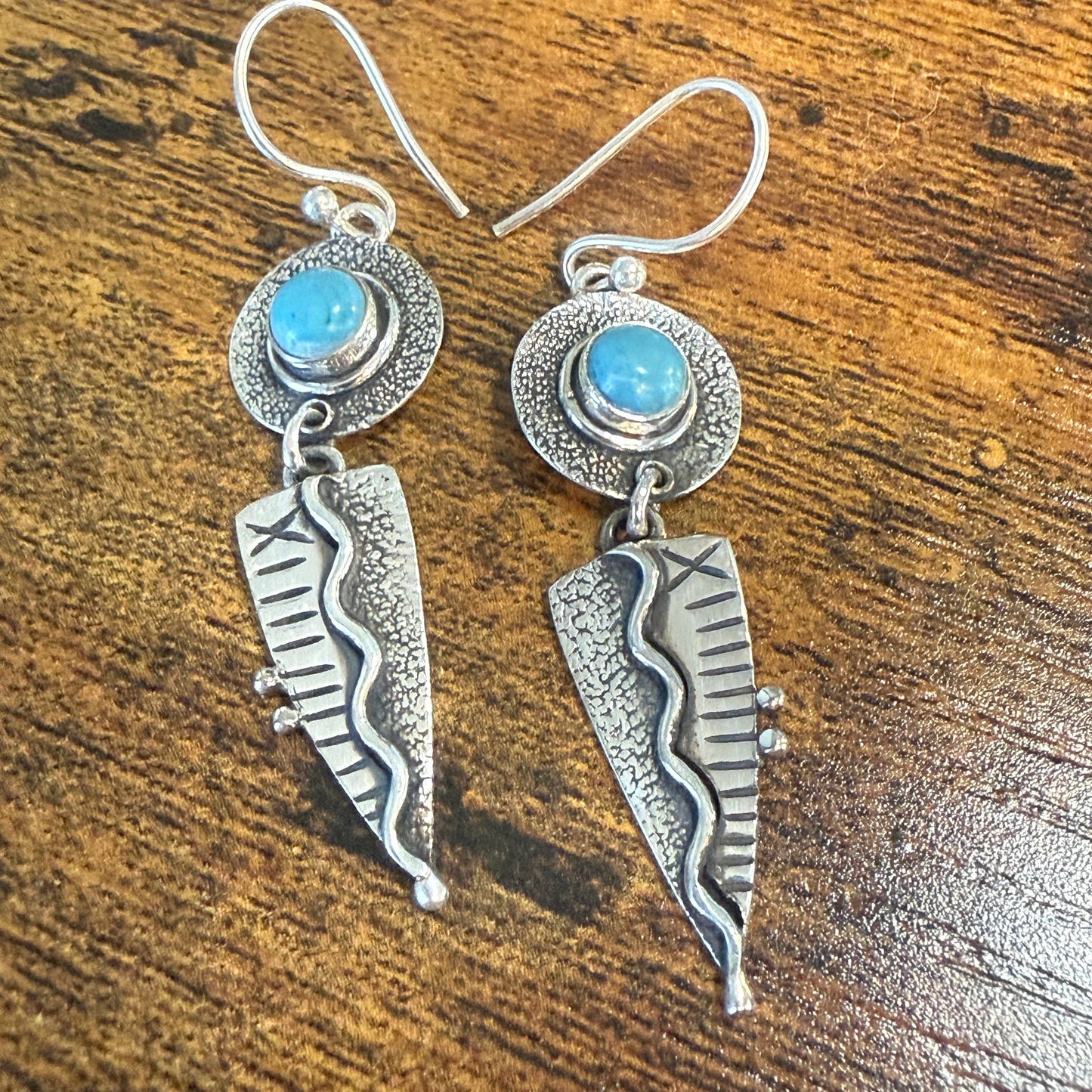 Kingman Turquoise Gemstone Handmade 925 Sterling Silver Earrings 2.34 Inches