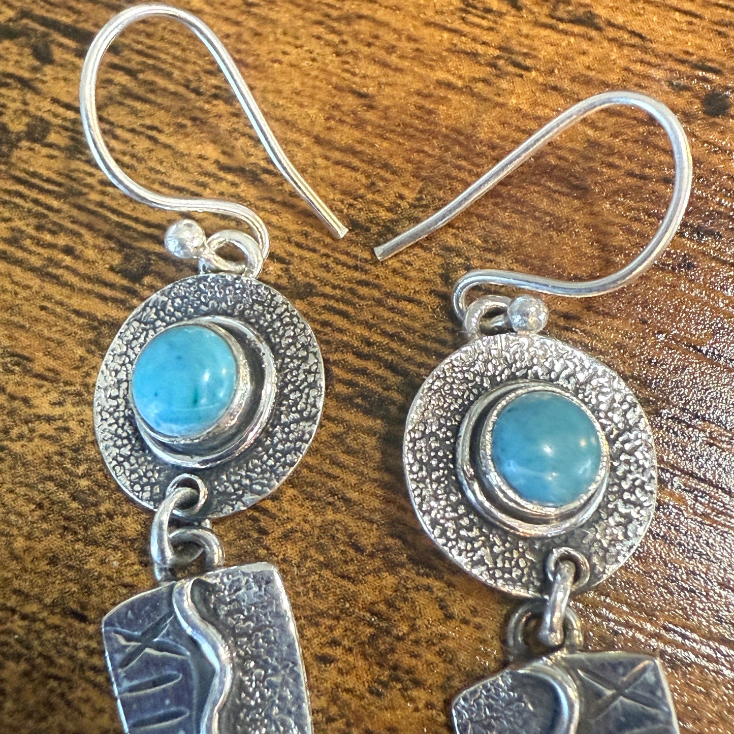 Kingman Turquoise Gemstone Handmade 925 Sterling Silver Earrings 2.34 Inches