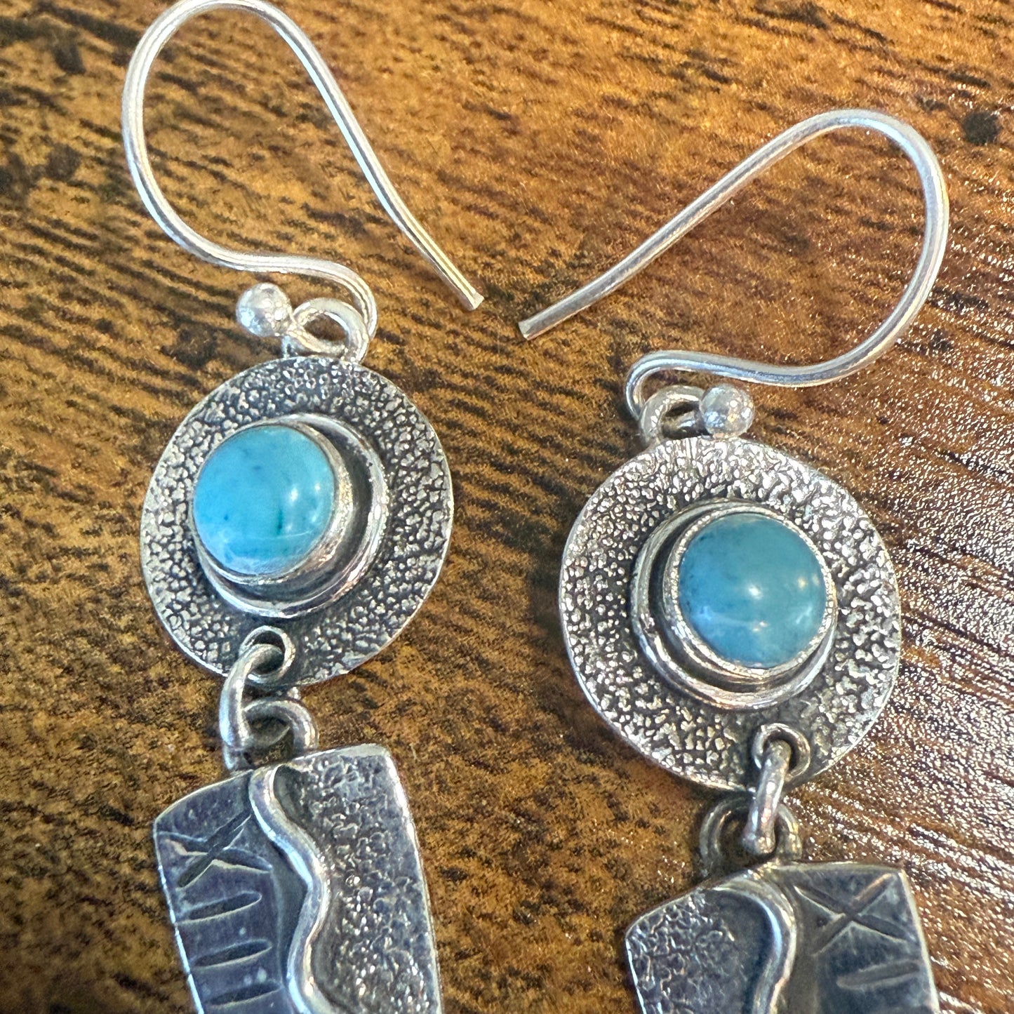 Kingman Turquoise Gemstone Handmade 925 Sterling Silver Earrings 2.34 Inches
