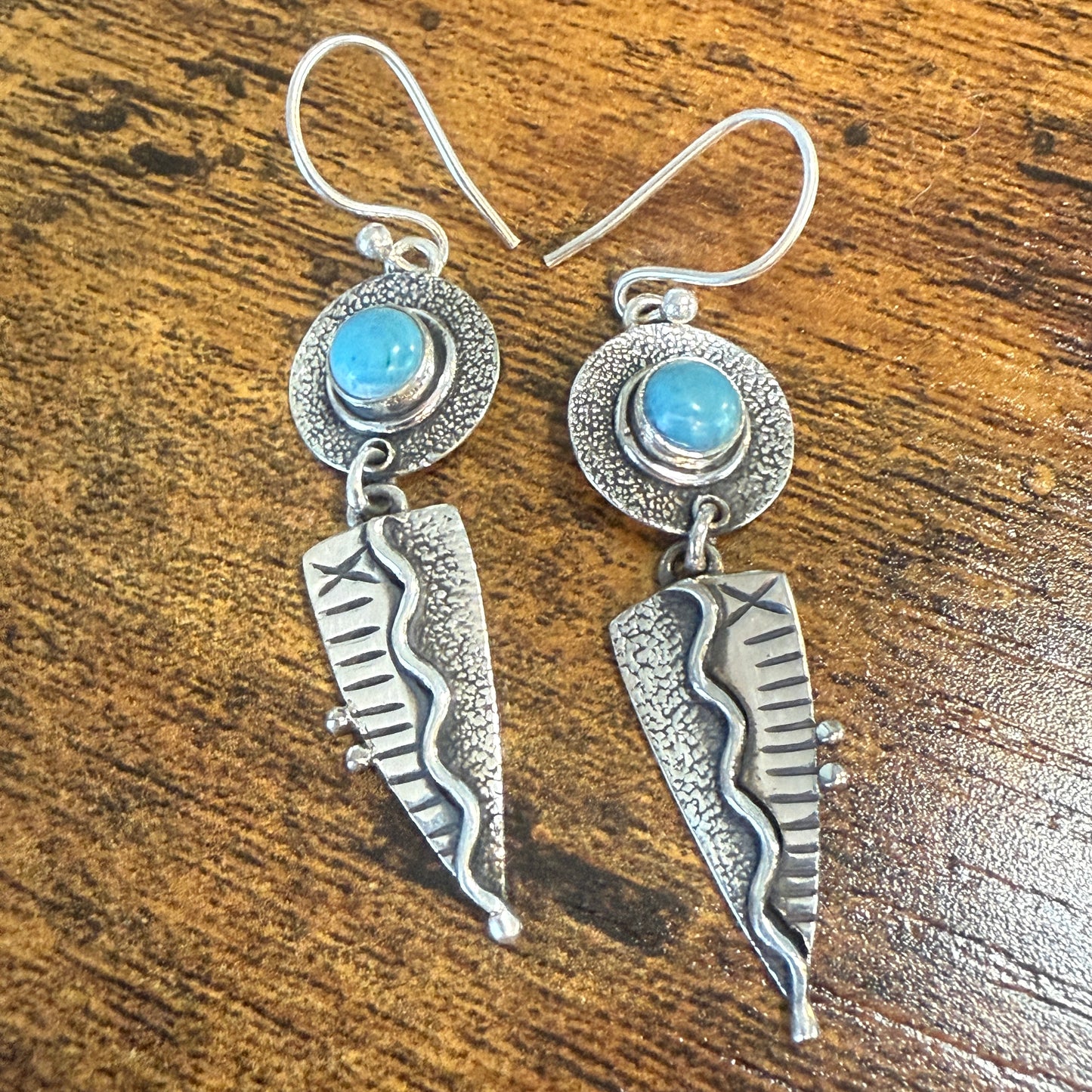Kingman Turquoise Gemstone Handmade 925 Sterling Silver Earrings 2.34 Inches