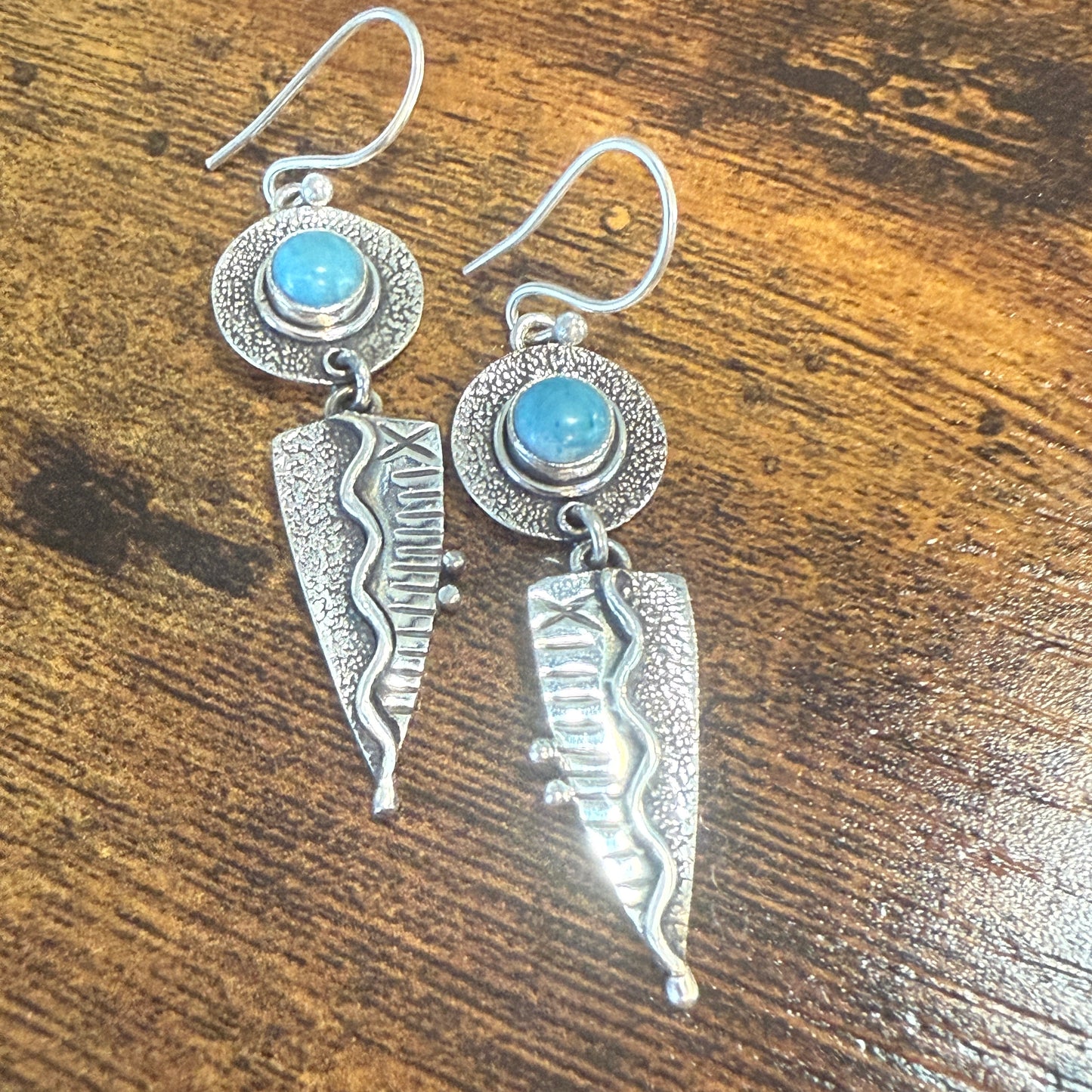 Kingman Turquoise Gemstone Handmade 925 Sterling Silver Earrings 2.34 Inches