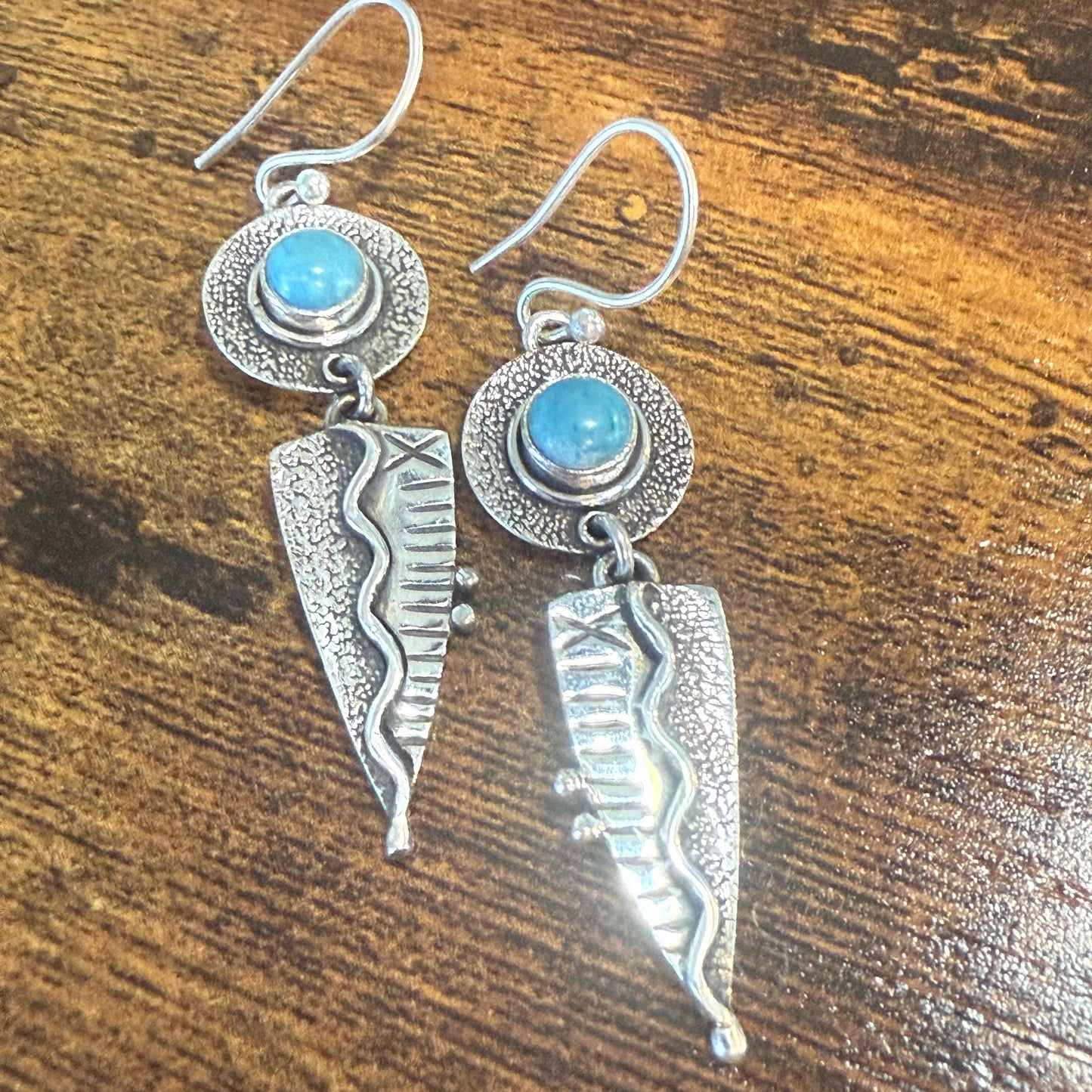 Kingman Turquoise Gemstone Handmade 925 Sterling Silver Earrings 2.34 Inches