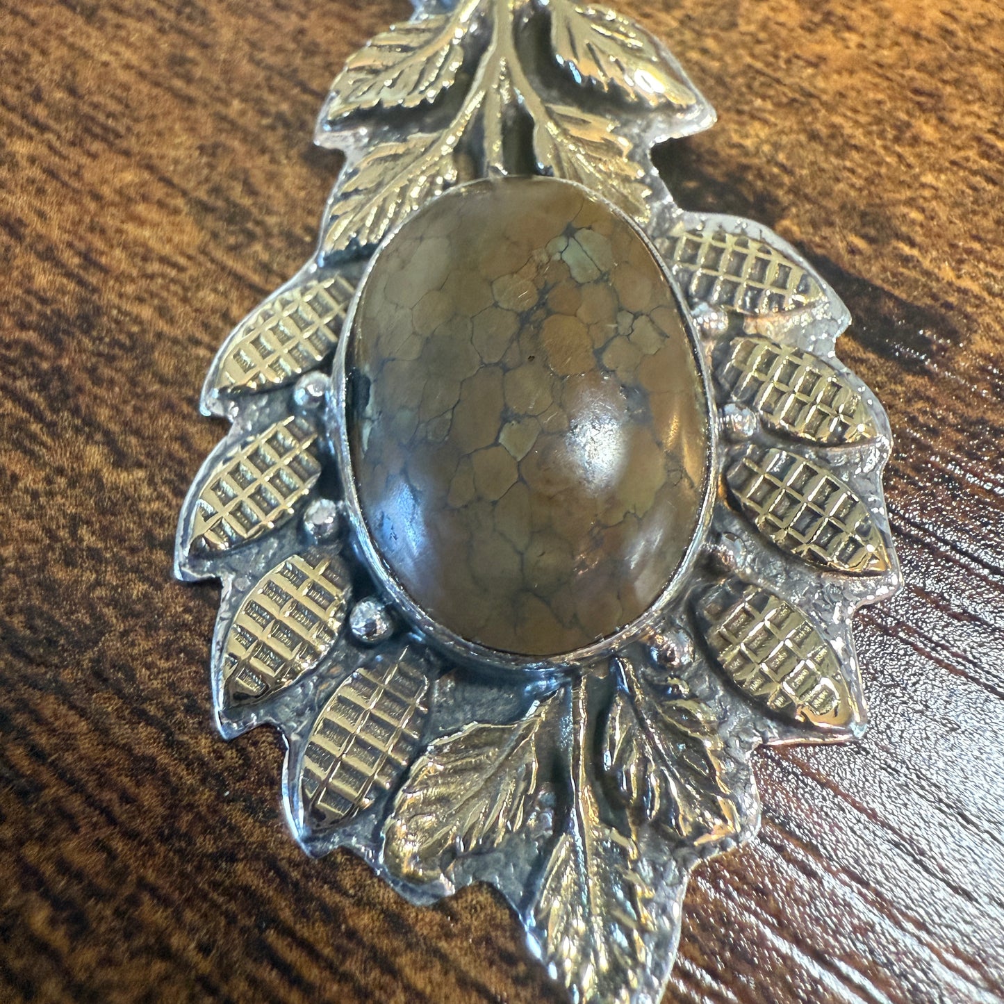 Natural Tibetan Turquoise Leaf Pendant In 925 Sterling Silver 18 Inch Chain