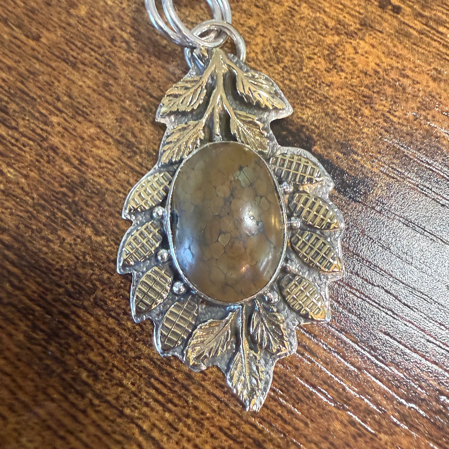 Natural Tibetan Turquoise Leaf Pendant In 925 Sterling Silver 18 Inch Chain