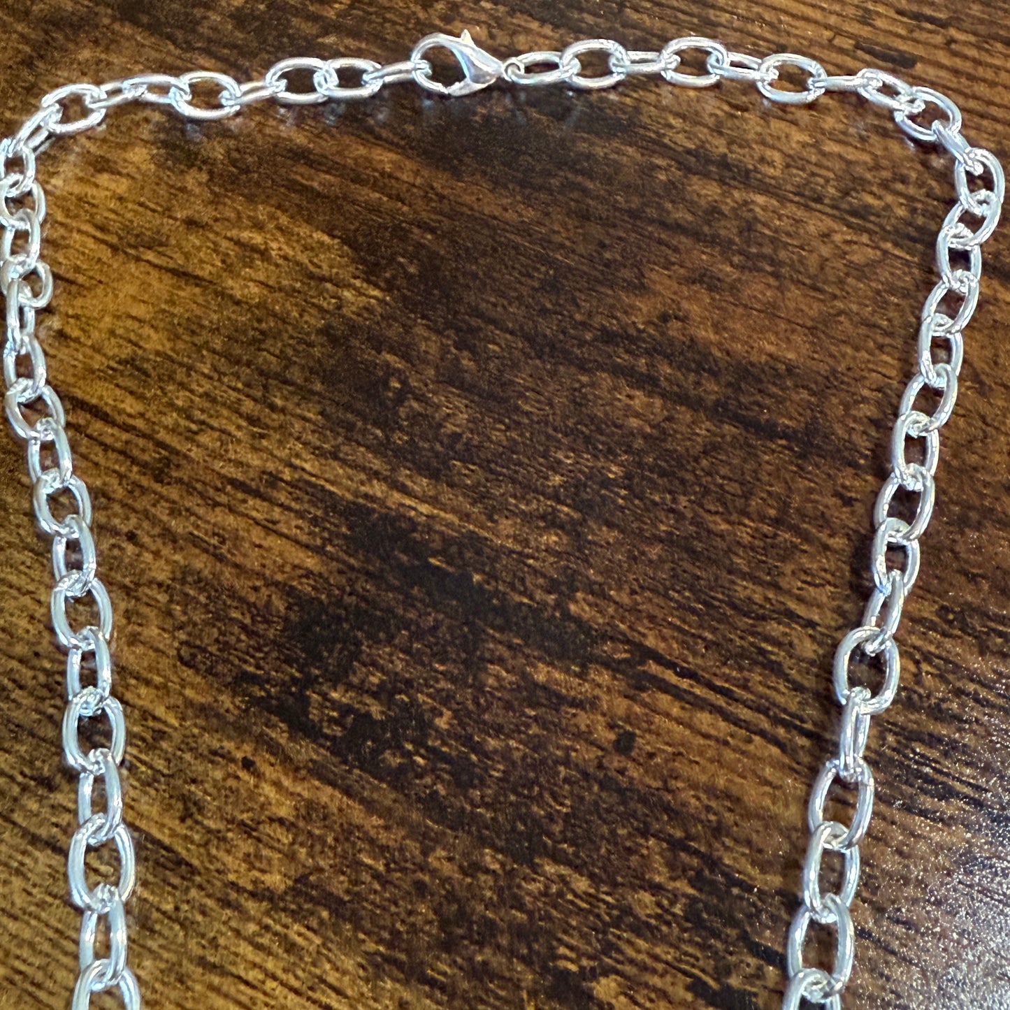 Leopard Skin Jasper Gemstone Ethnic Chain Necklace Sterling Silver 18 Inch